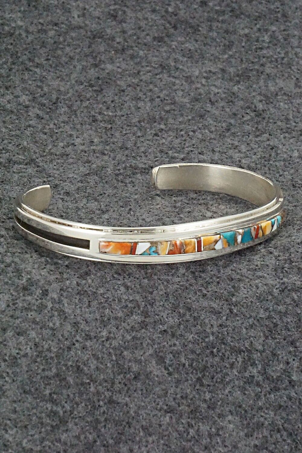 Turquoise, Coral, Spiny Oyster & Sterling Silver Bracelet - Wilbert Muskett Jr.