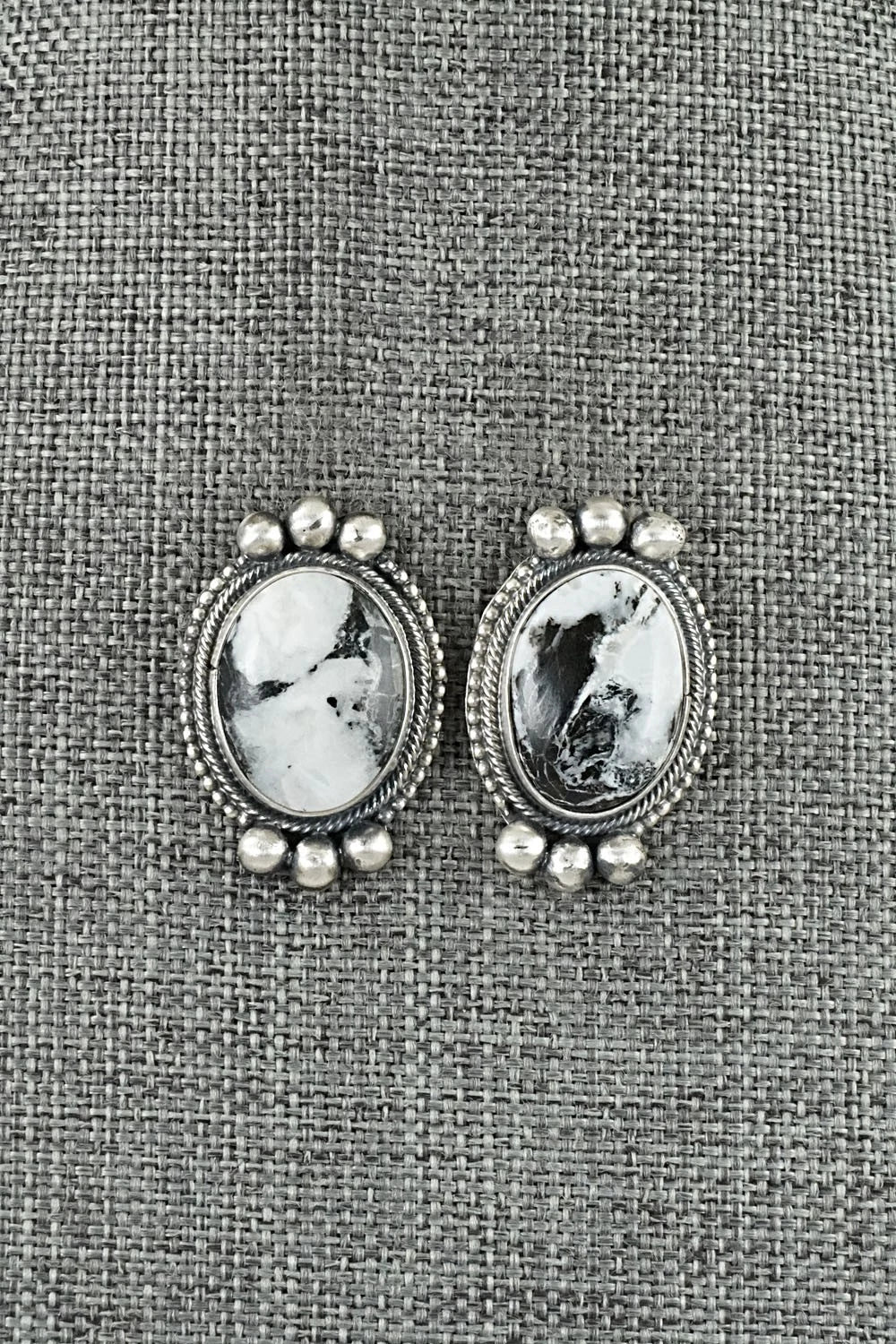 White Buffalo & Sterling Silver Squash Blossom Set - Darrin Livingston