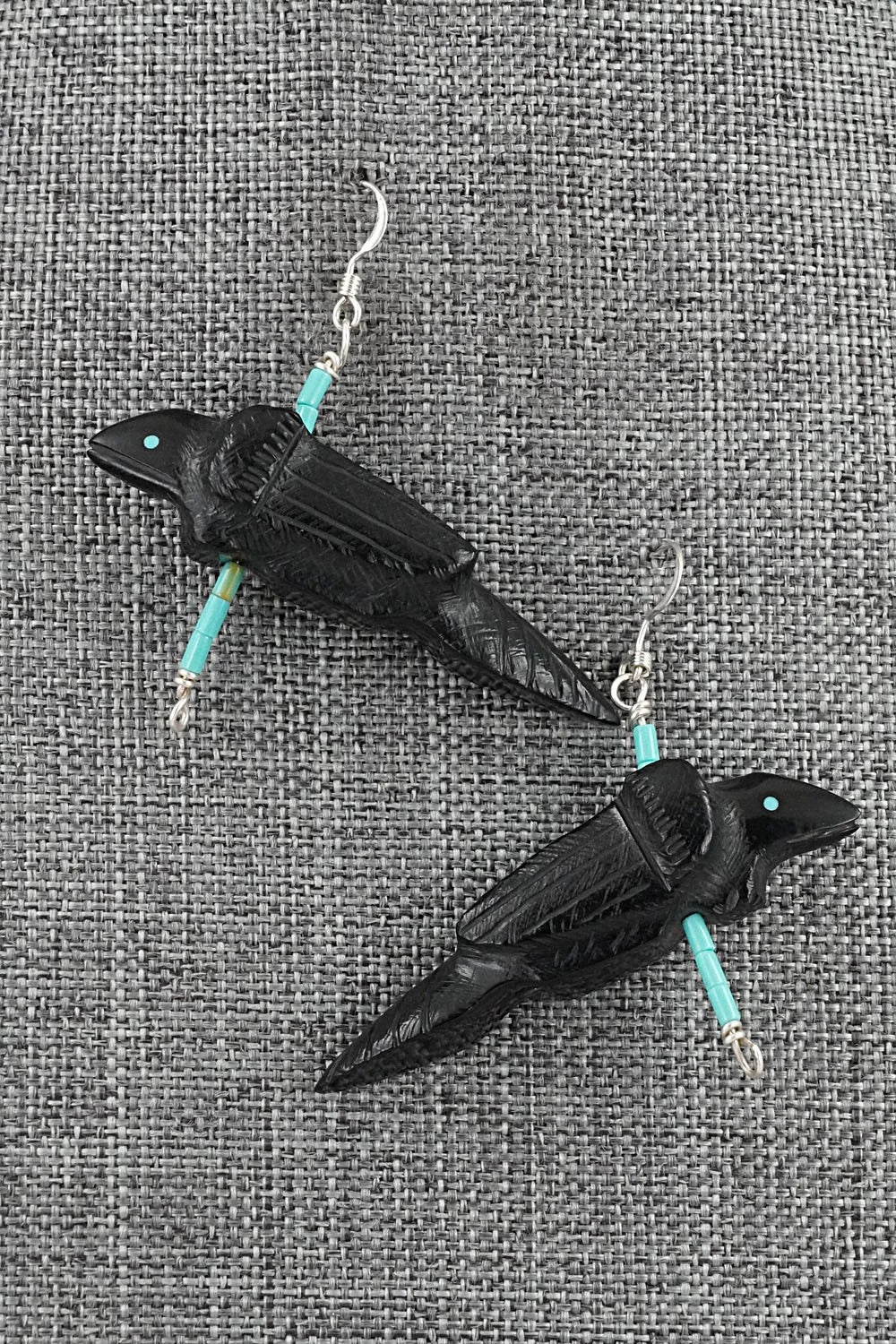 Turquoise & Jet Necklace and Earrings Set - Herb Halate