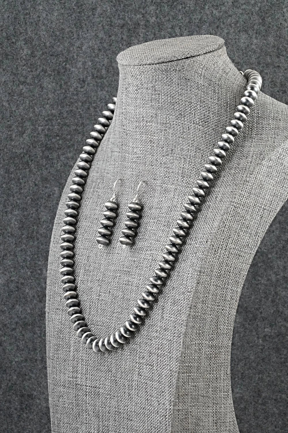 Sterling Silver Navajo Pearl Necklace & Earrings Set - Crystal Haley