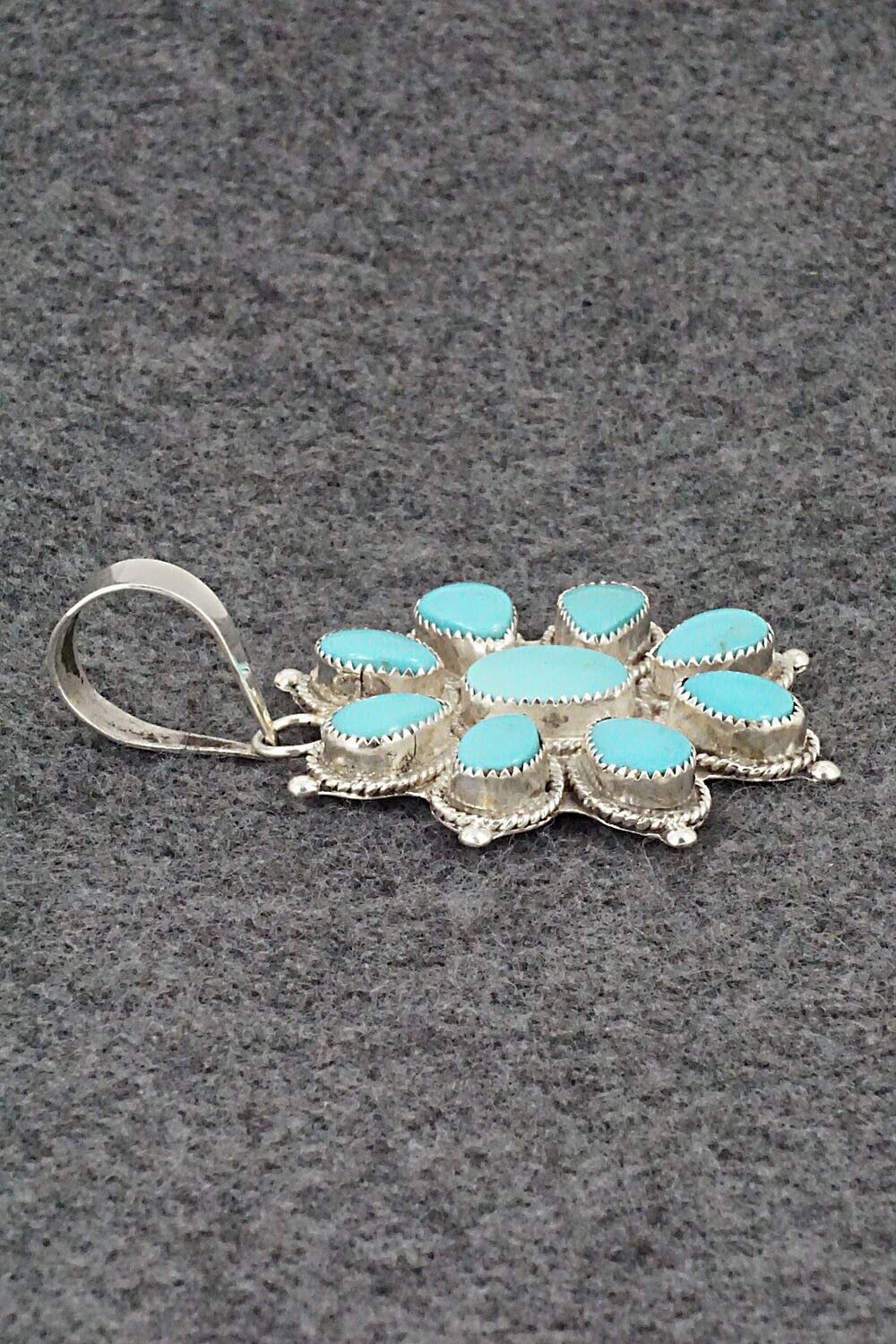 Turquoise & Sterling Silver Pendant - Kenny Calavaza