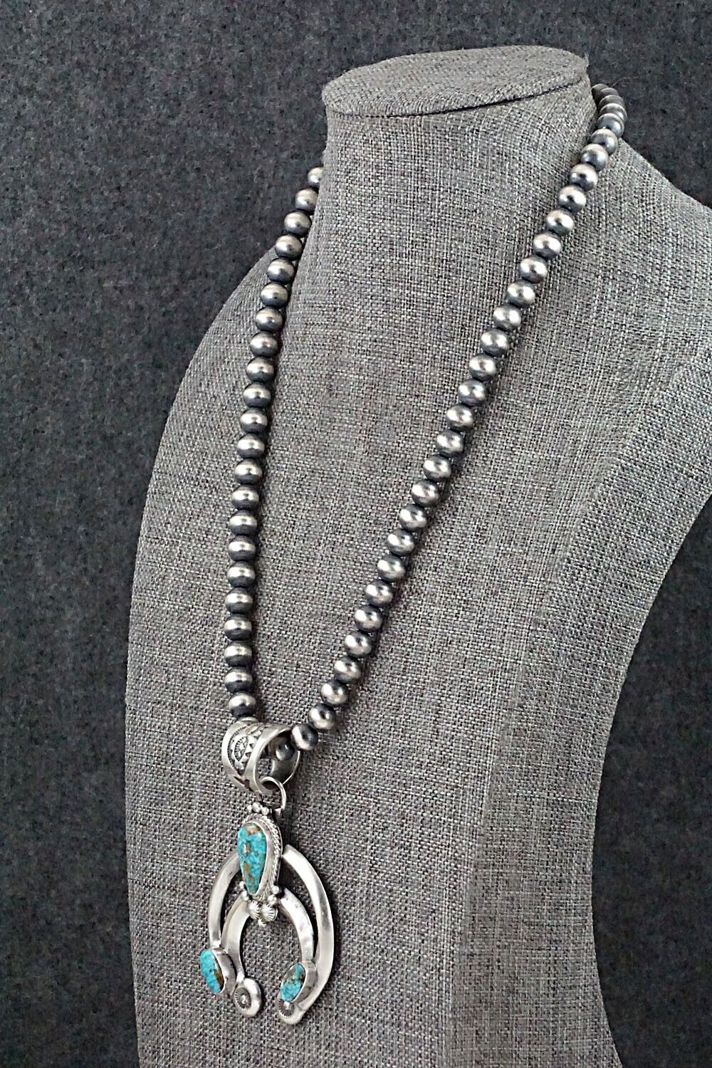 Turquoise & Sterling Silver Necklace - Tom Lewis