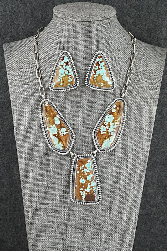 Turquoise & Sterling Silver Necklace and Earrings Set - Darrin Livingston