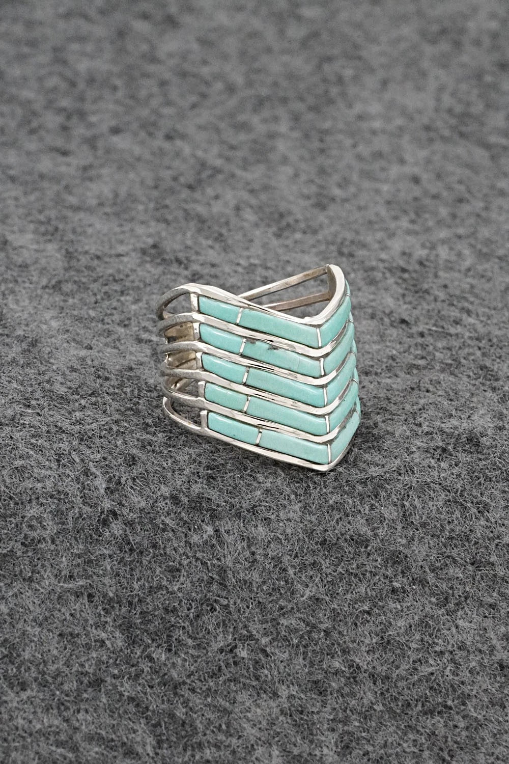 Turquoise & Sterling Silver Ring - Andrew Enrico - Size 8.25