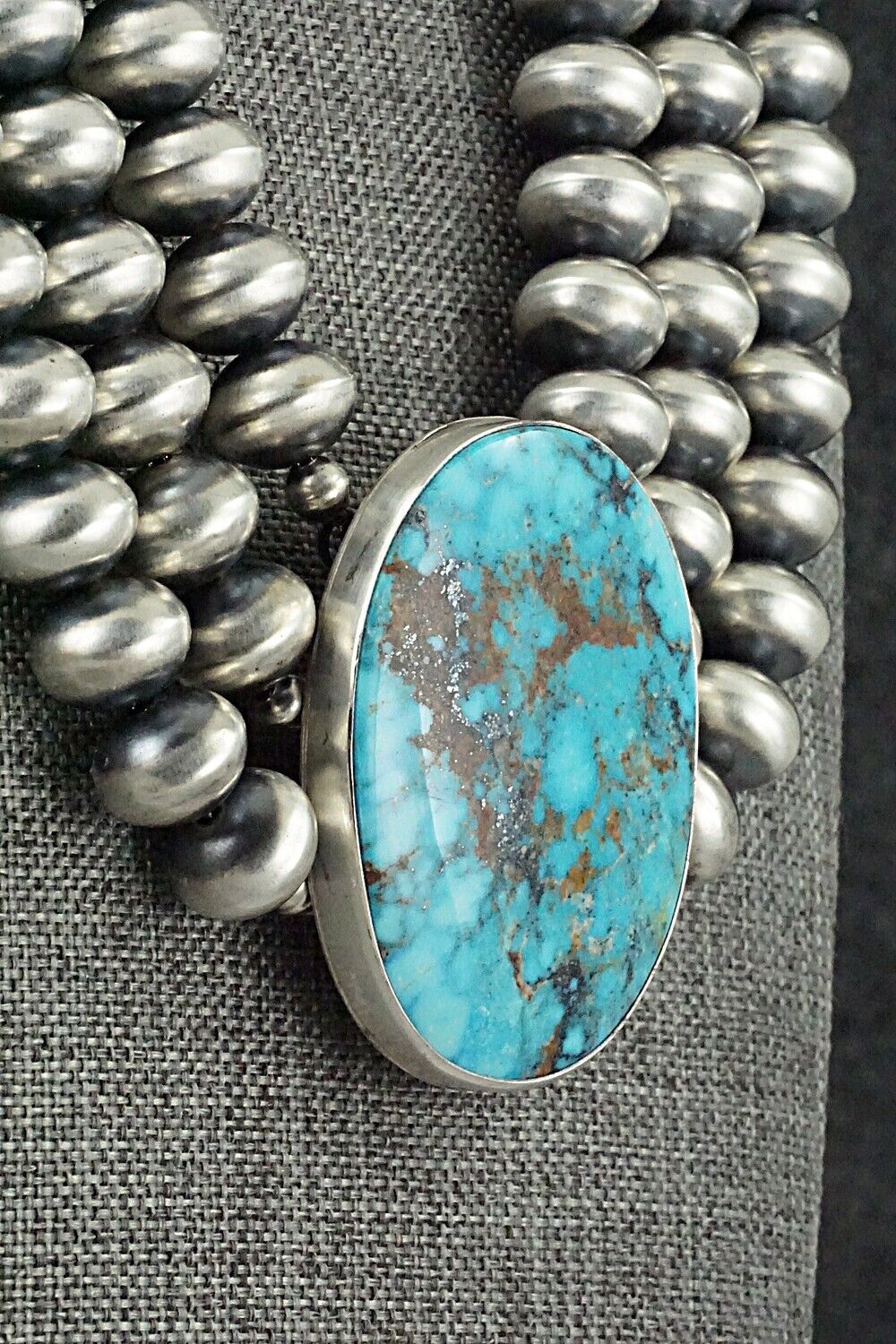 Turquoise & Navajo Pearl Sterling Silver Necklace - Alice Johnson