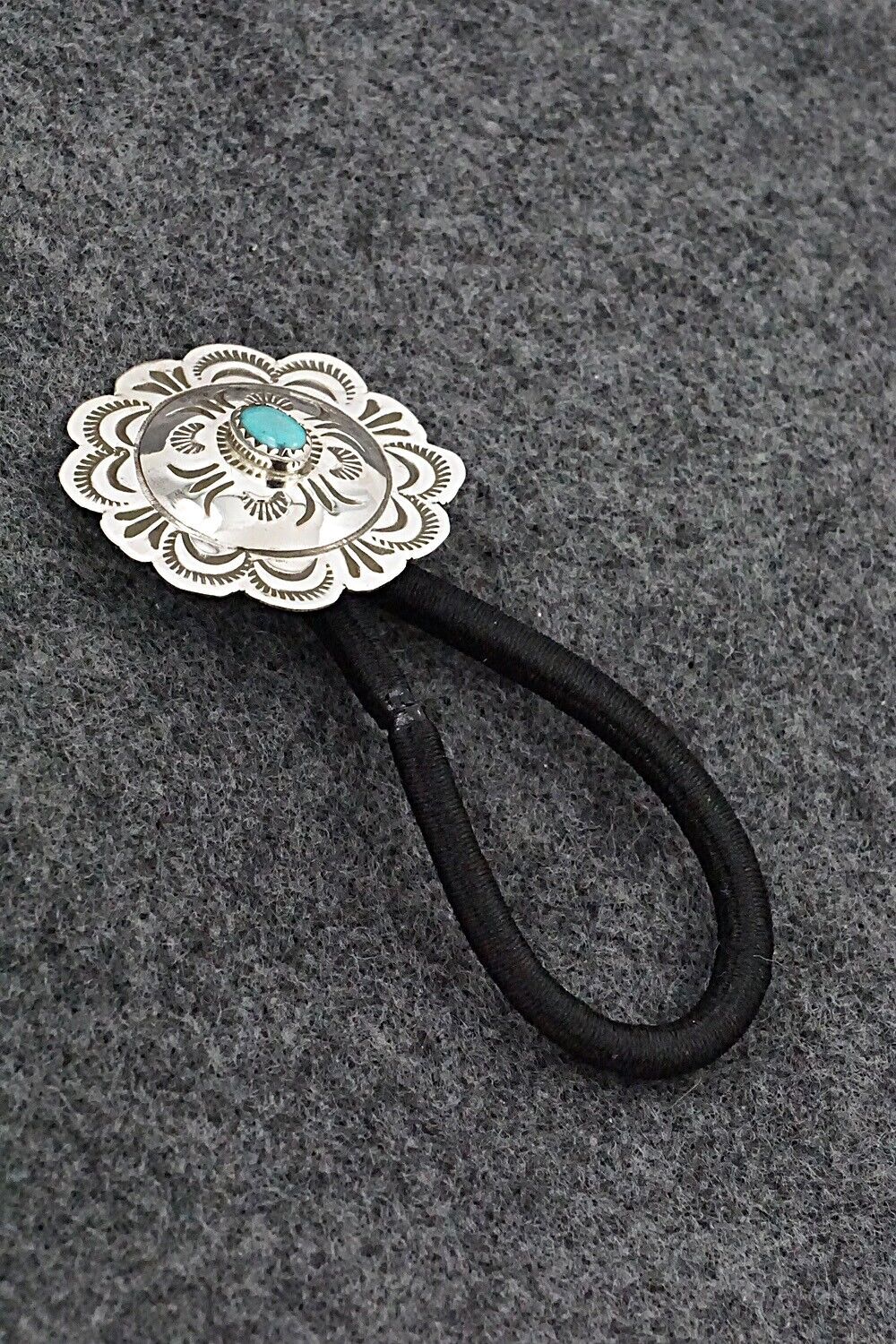 Turquoise & Sterling Silver Hair Tie - Bertha Begay