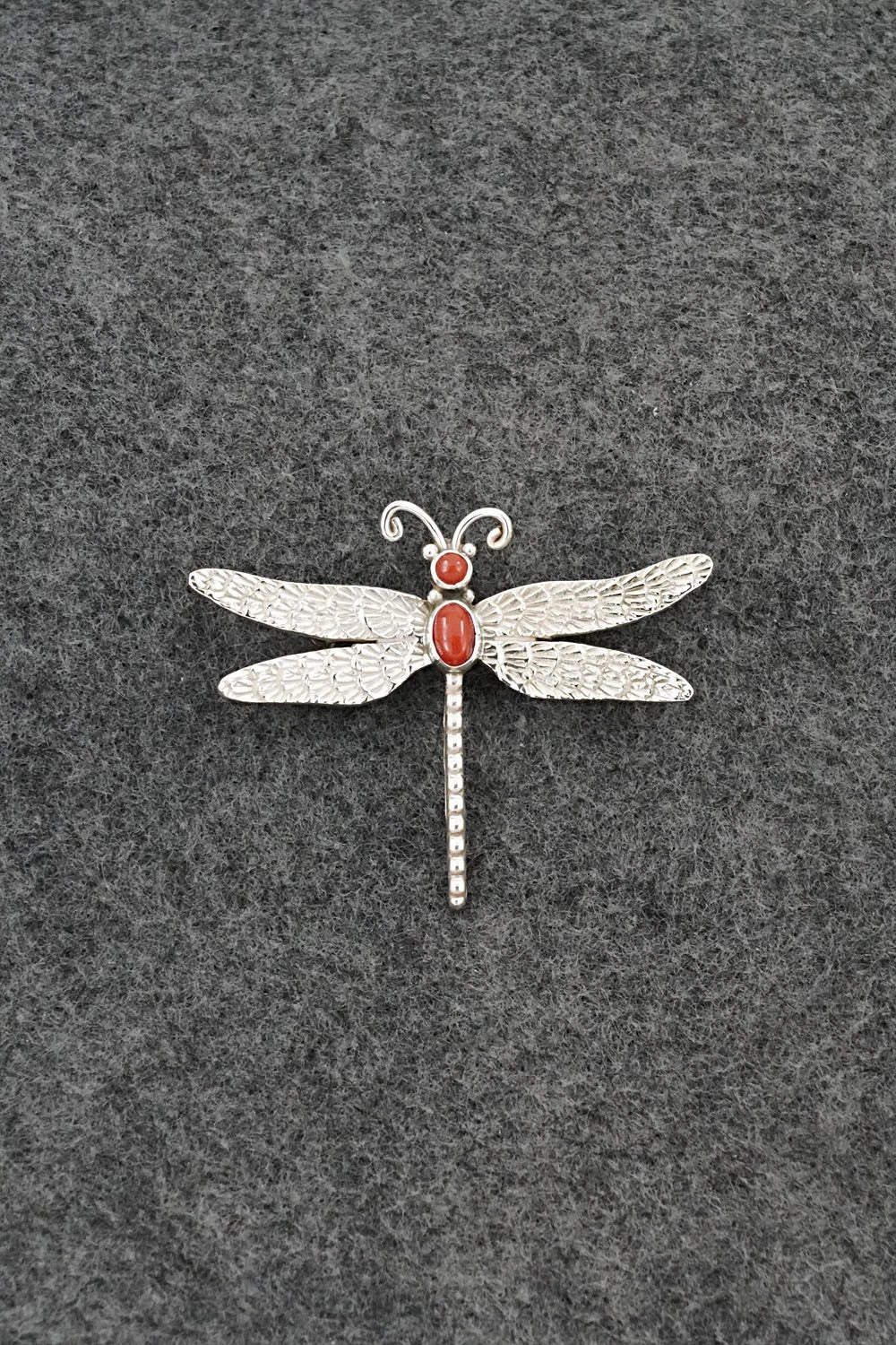 Coral & Sterling Silver Pendant/Pin - Lee Charley