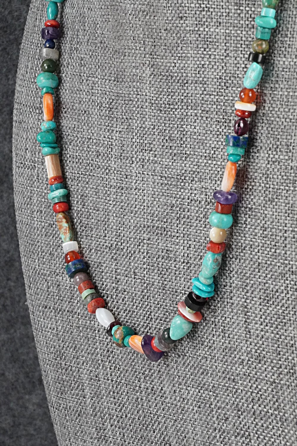 Multi-Stone & Sterling Silver Necklace 18" - Helen Tsosie
