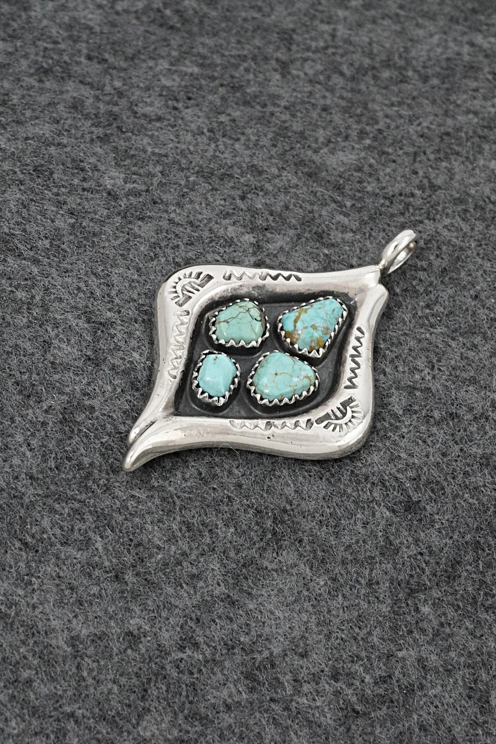 Turquoise & Sterling Silver Pendant - Wilbur Iule
