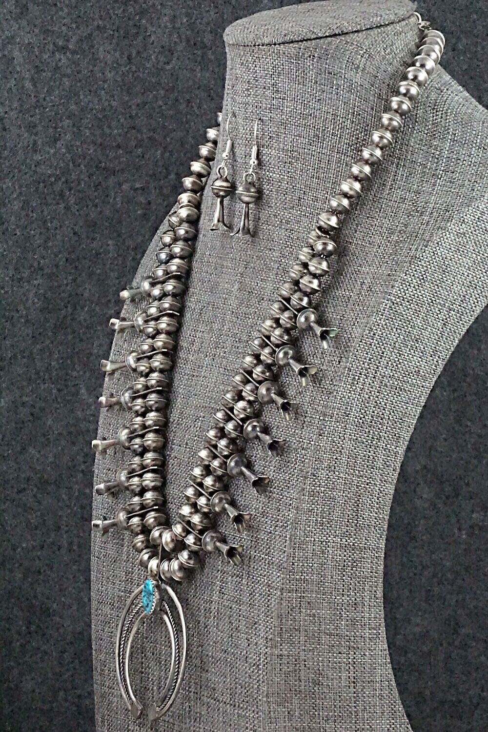 Turquoise & Sterling Silver Squash Blossom Set - Phil Garcia