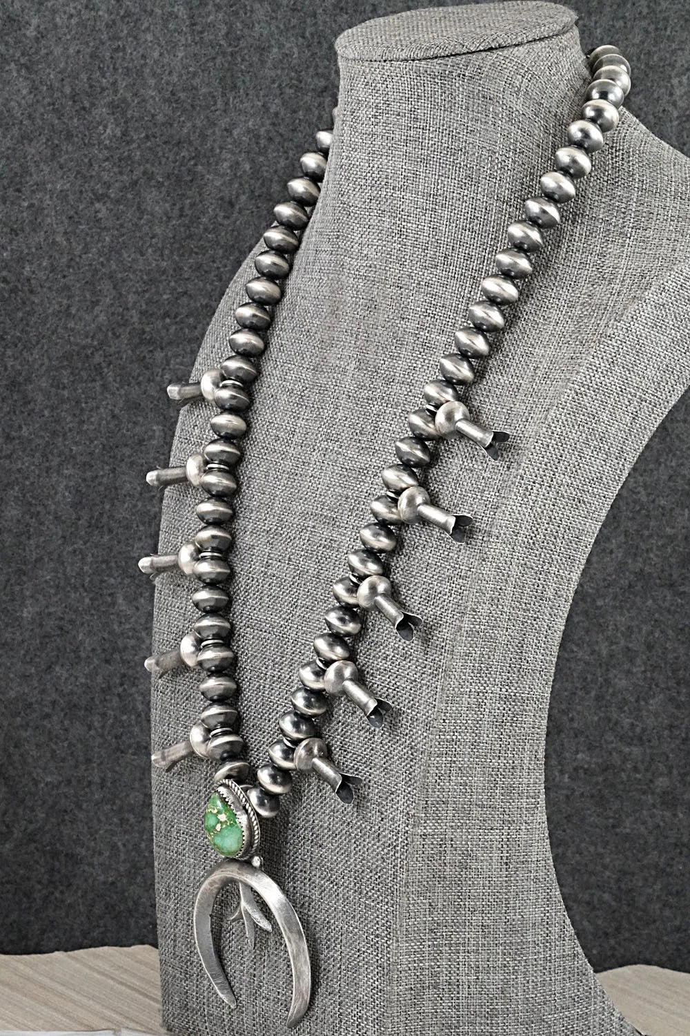 Turquoise & Sterling Silver Squash Blossom Necklace - Presley Haley