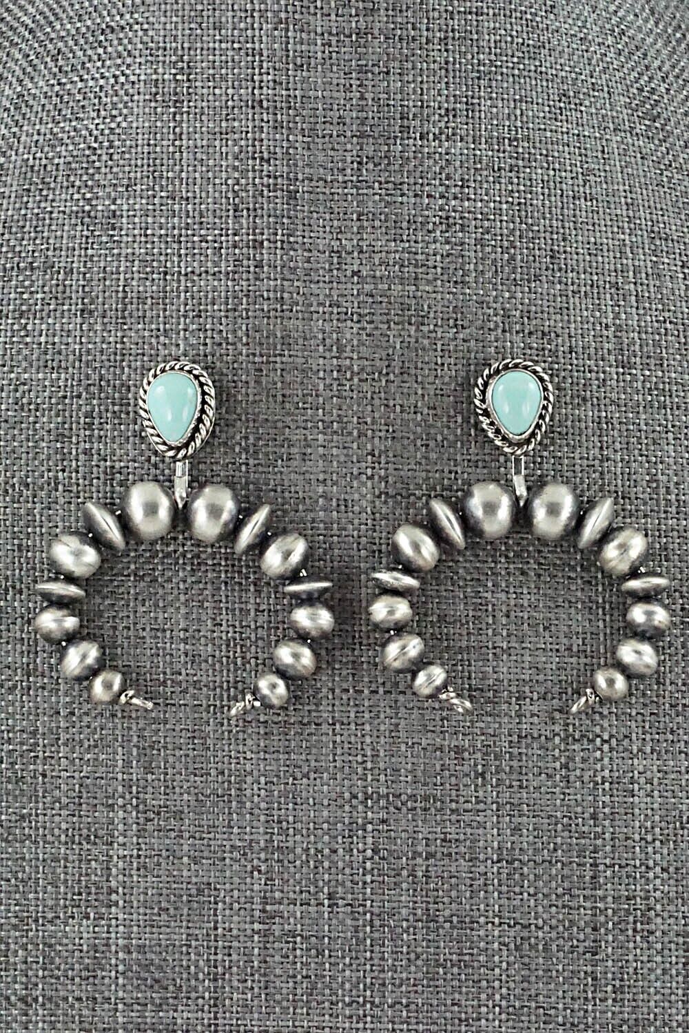 Turquoise & Sterling Silver Navajo Pearl Earrings - Amanda Larry