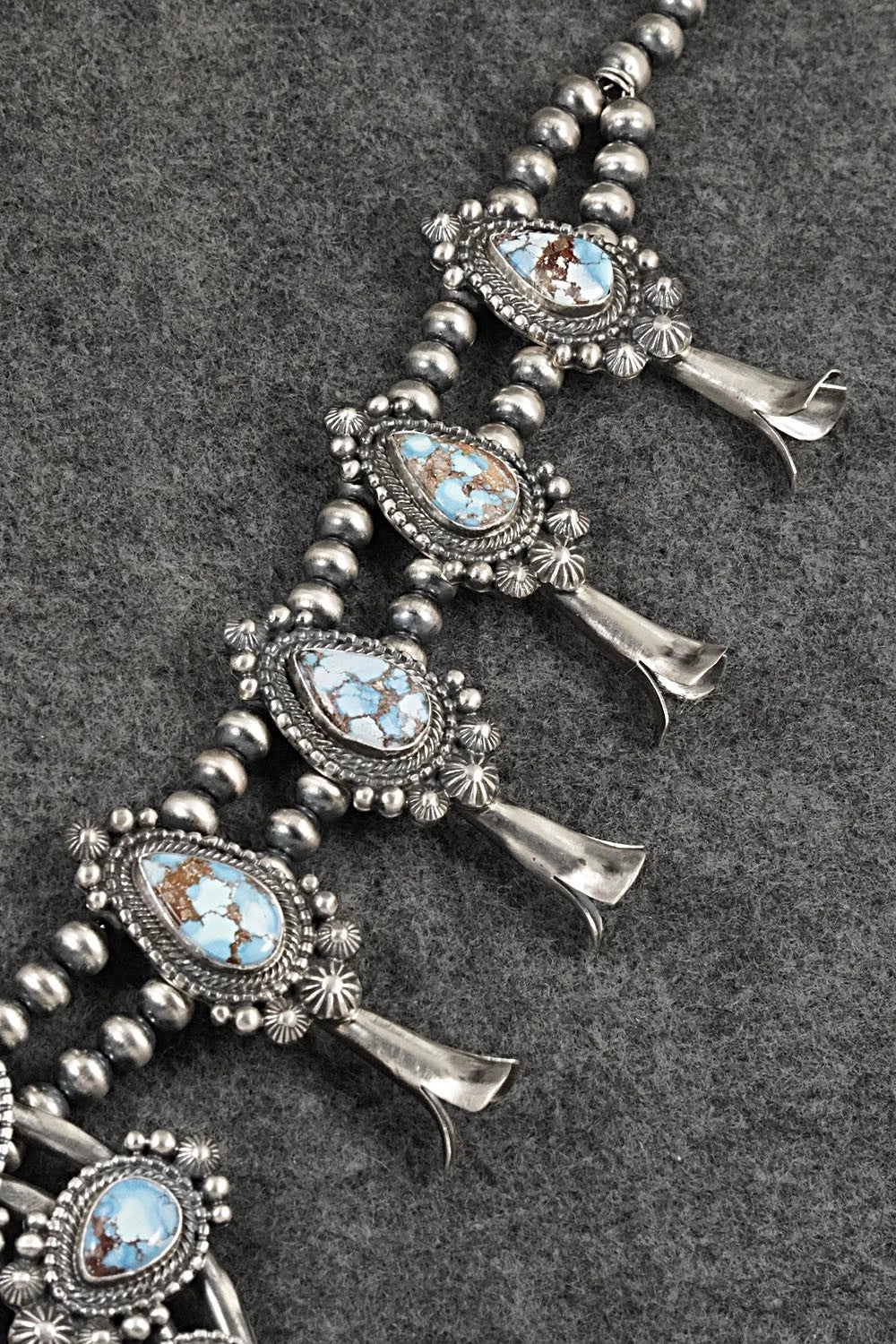 Turquoise & Sterling Silver Squash Blossom Set - Tom Lewis