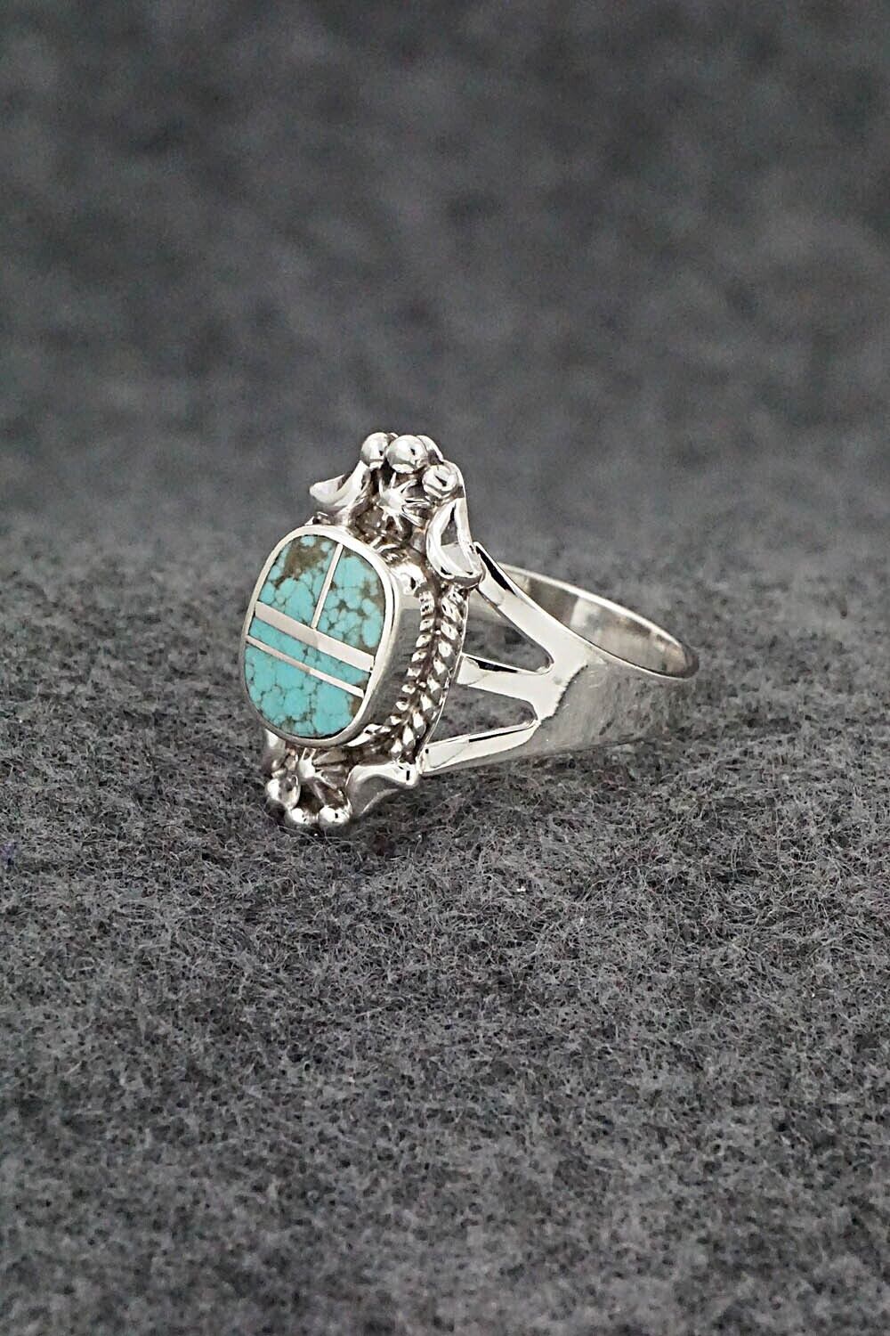 Turquoise & Sterling Silver Inlay Ring - James Manygoats - Size 9