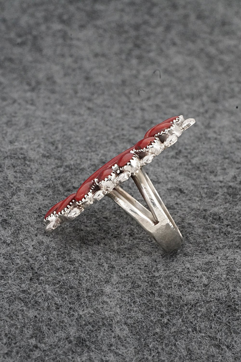 Coral & Sterling Silver Ring - Lorraine Waatsa - Size 8
