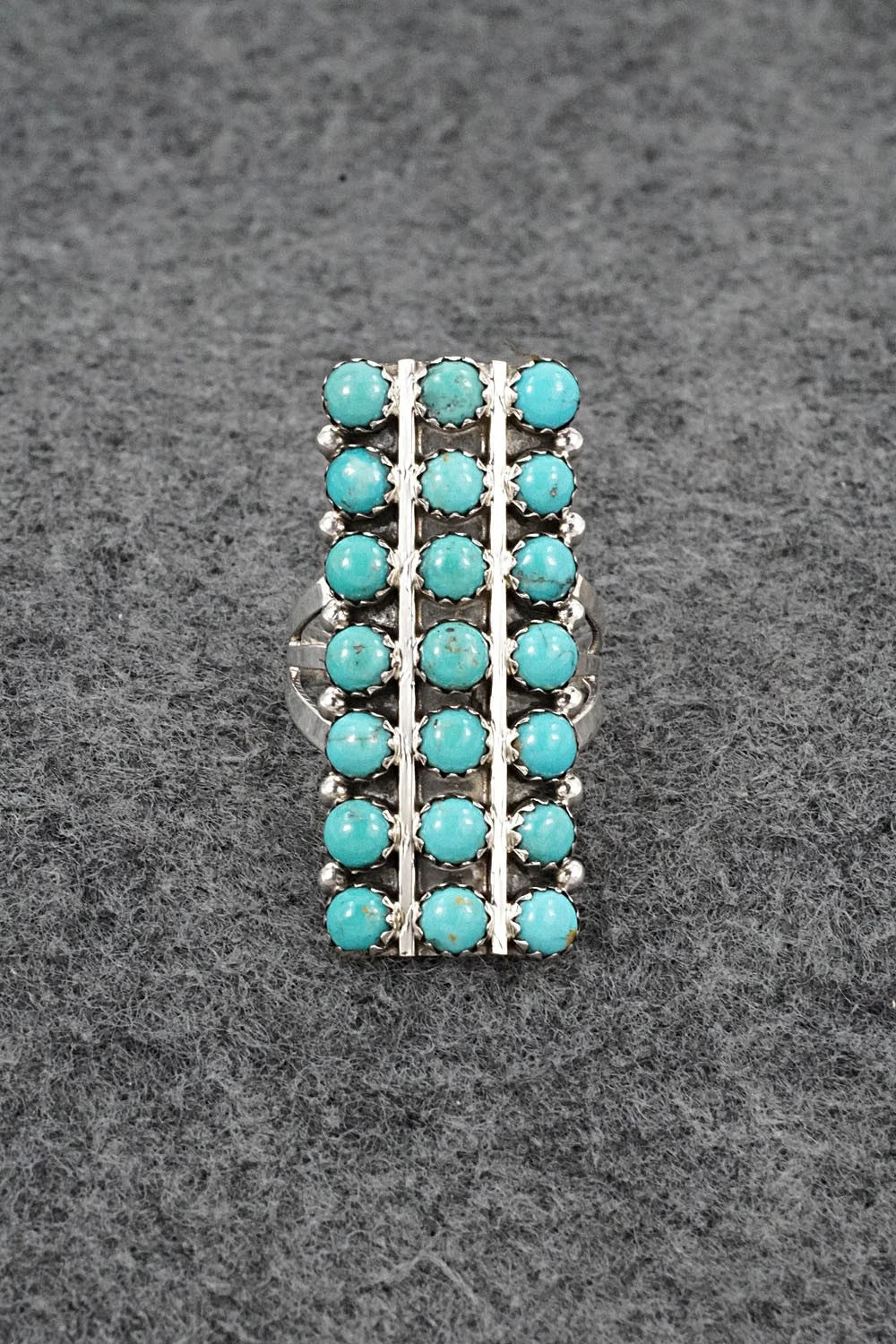 Turquoise & Sterling Silver Ring - Kenny Lonjose - Size 6.75
