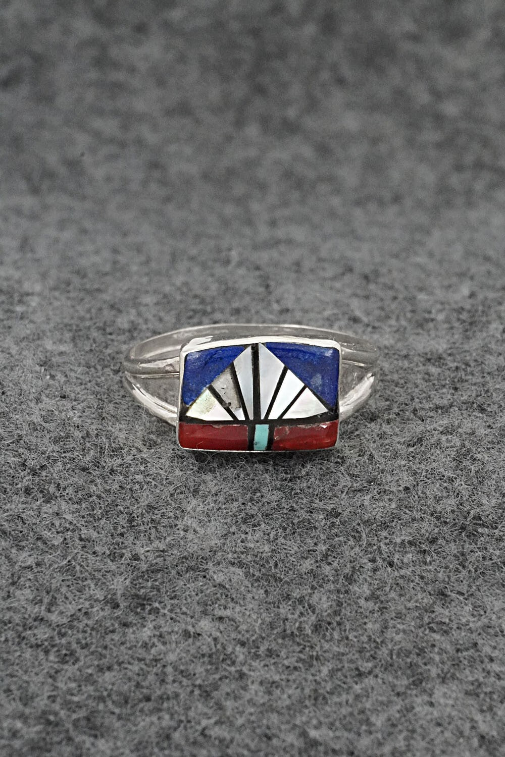 Multi-Stone & Sterling Silver Inlay Ring - Ola Eriacho - Size 14