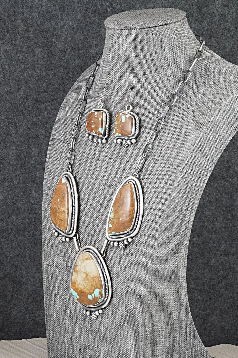 Turquoise & Sterling Silver Necklace and Earrings Set - Paul Livingston