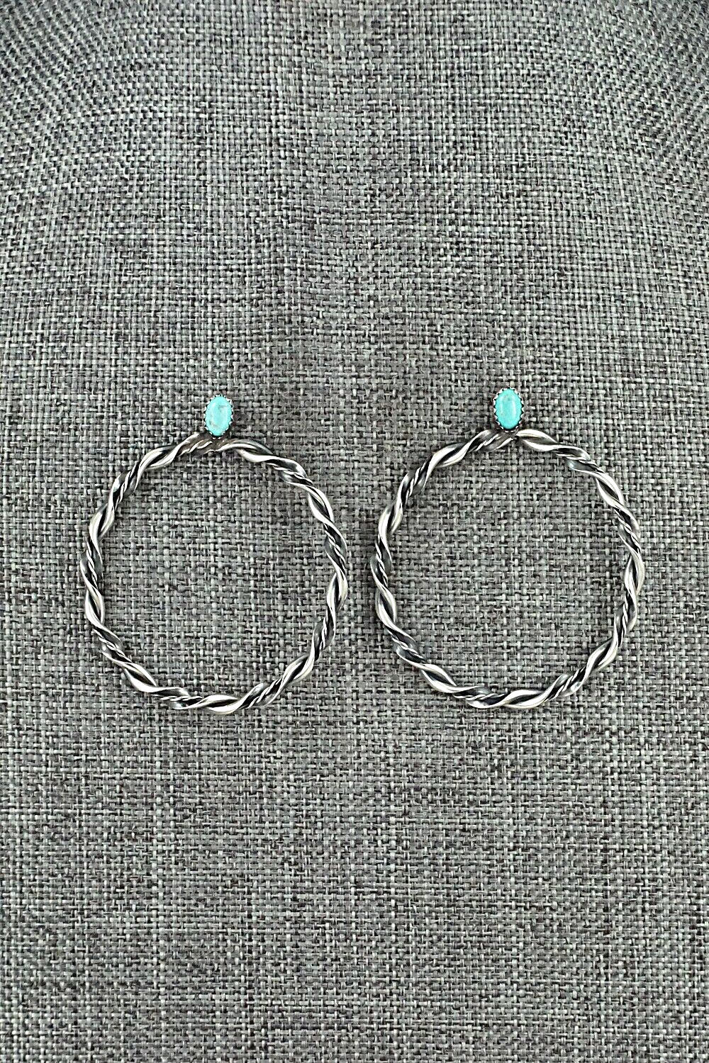 Turquoise & Sterling Silver Earrings - Nelson Leonard Jr.