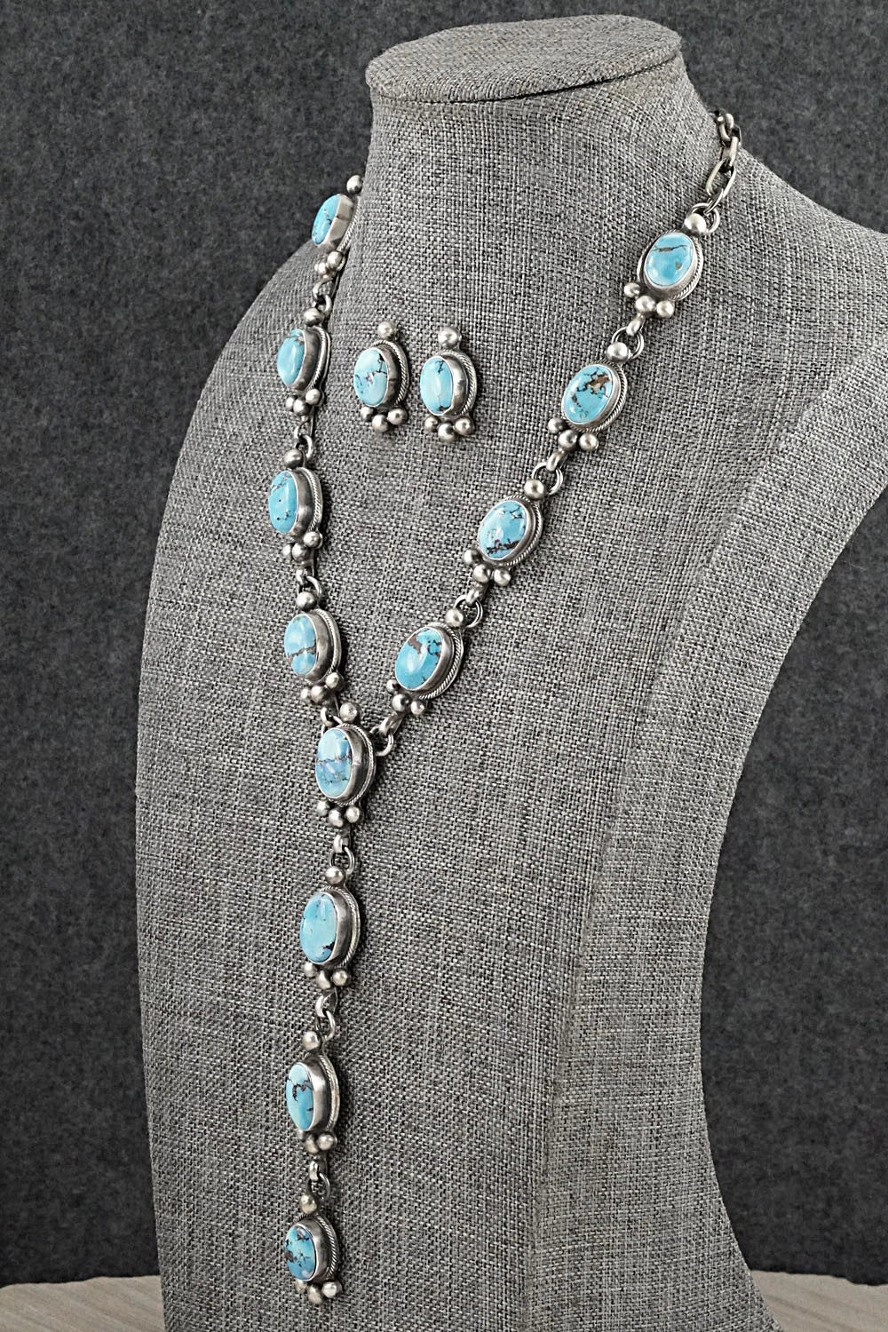 Turquoise & Sterling Silver Necklace and Earrings Set - Kathleen Livingston