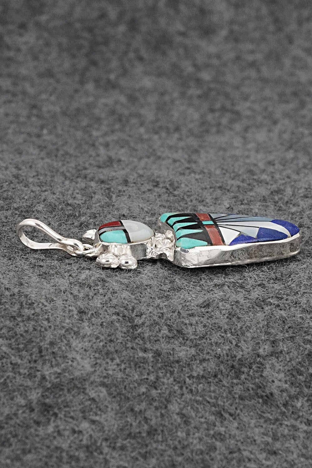 Multi-Stone & Sterling Silver Inlay Pendant - Ola Eriacho