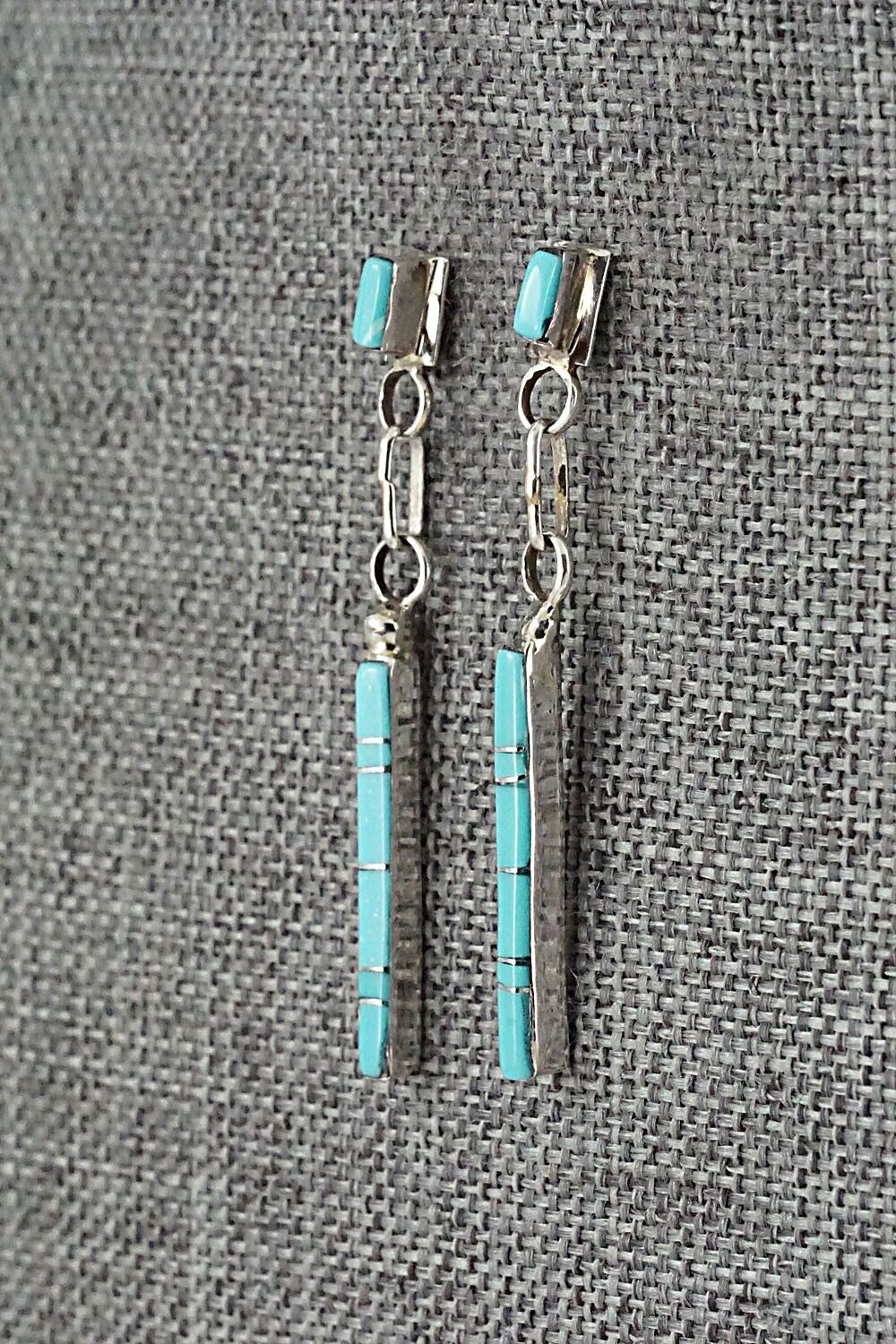 Turquoise & Sterling Silver Earrings - Roland Natachu