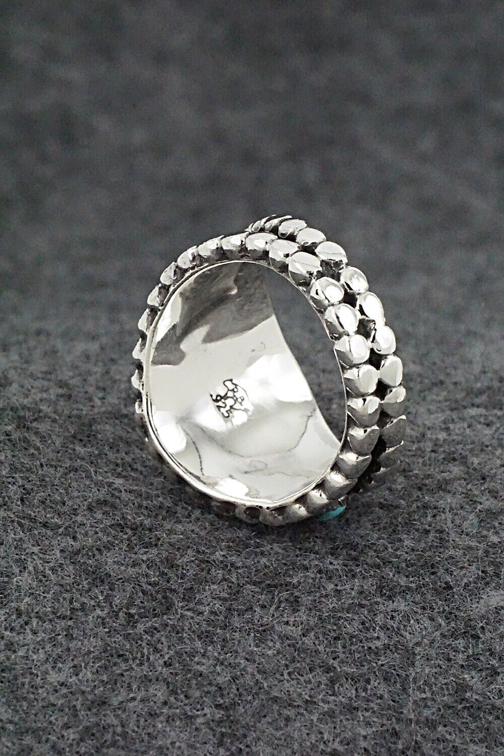 Turquoise & Sterling Silver Ring - Kenny Lonjose - Size 10