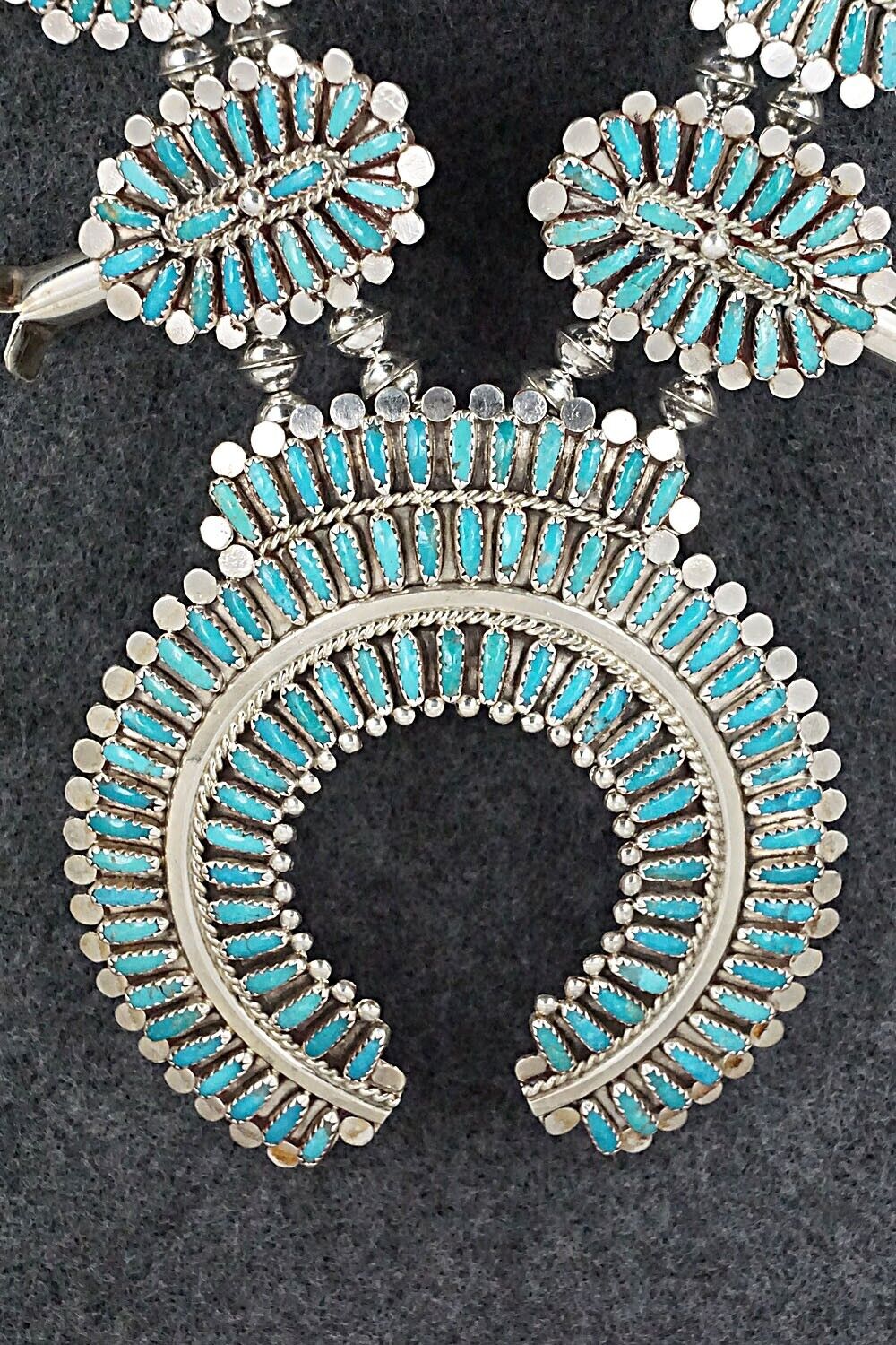 Turquoise & Sterling Silver Squash Blossom Set - Lavell Byjoe