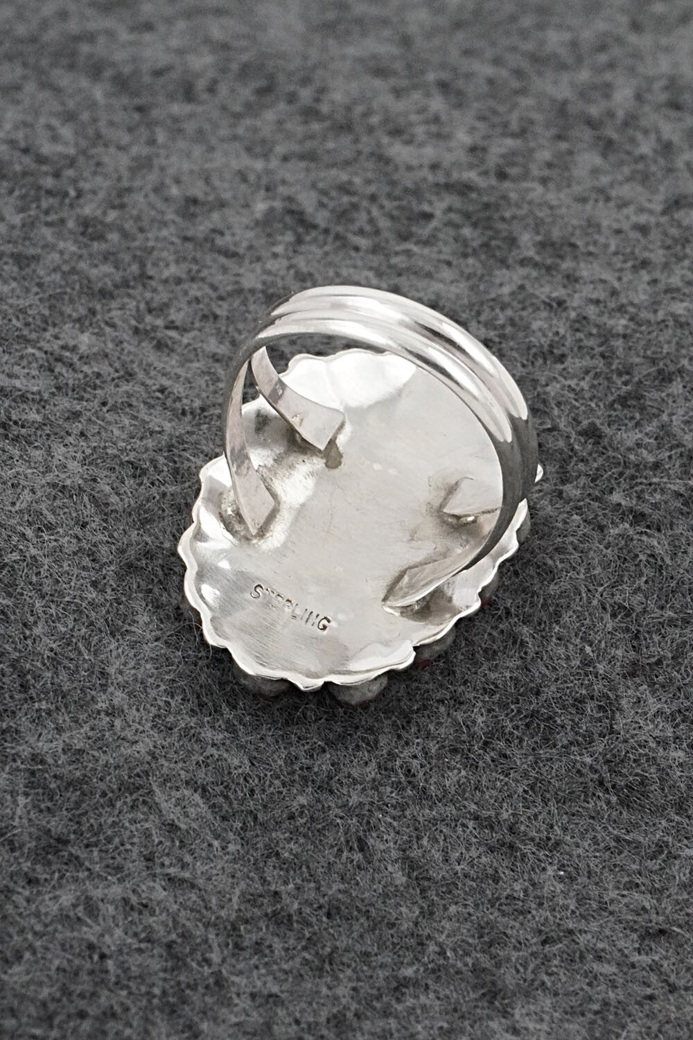 Coral & Sterling Silver Ring - George Gasper - Size 7.5