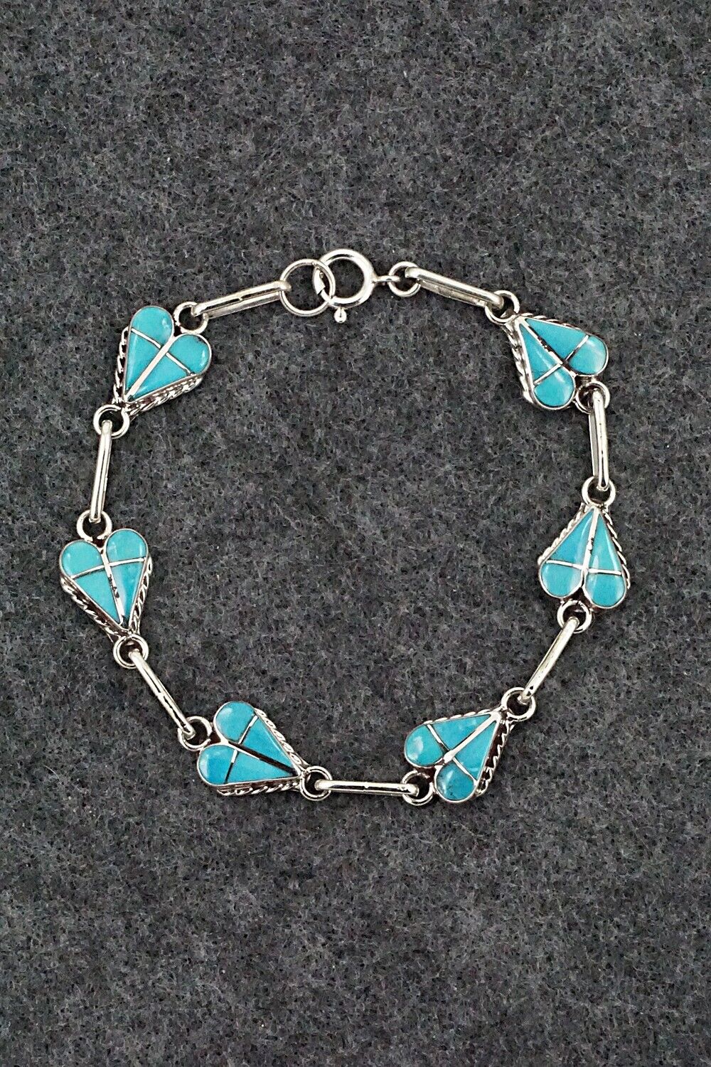 Turquoise & Sterling Silver Link Bracelet - Velda Nastacio