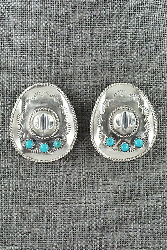 Turquoise & Sterling Silver Earrings - Bobby Platero