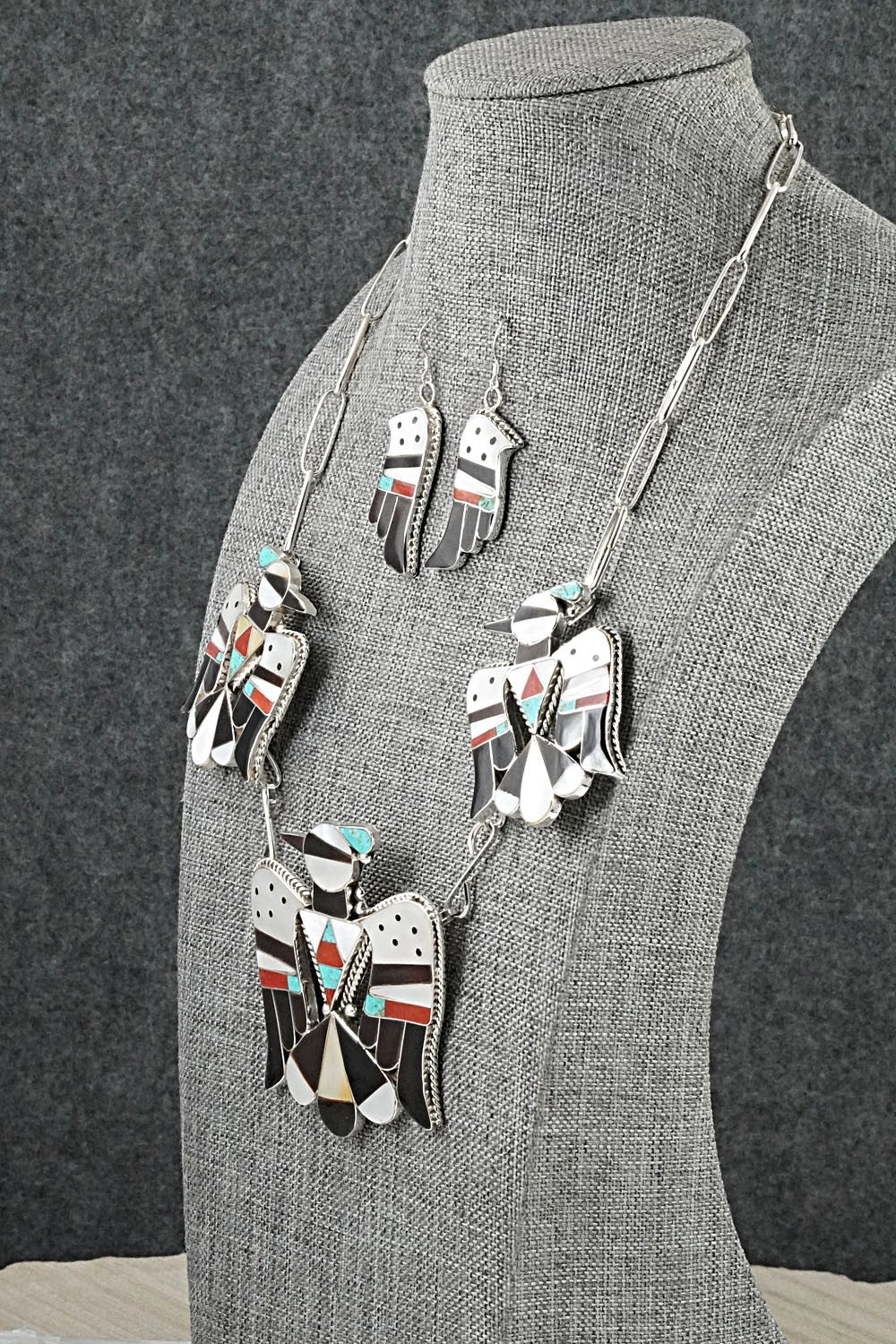 Multi-Stone & Sterling Silver Inlay Necklace Set - Corraine Shack