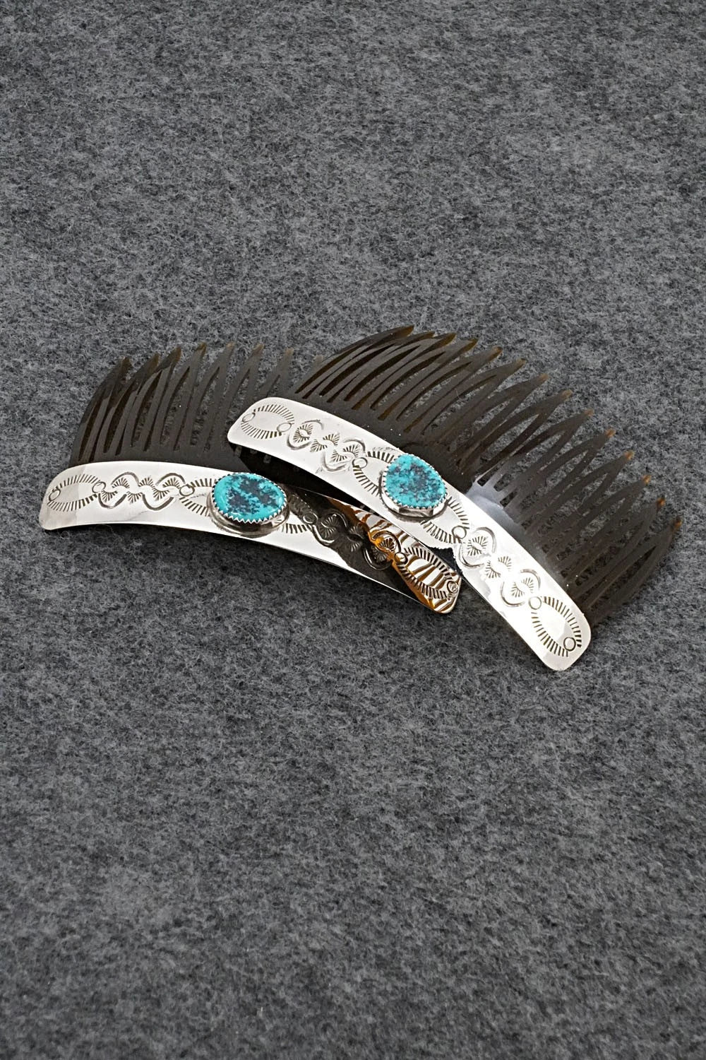 Turquoise & Sterling Silver Hair Combs - Joann Silver