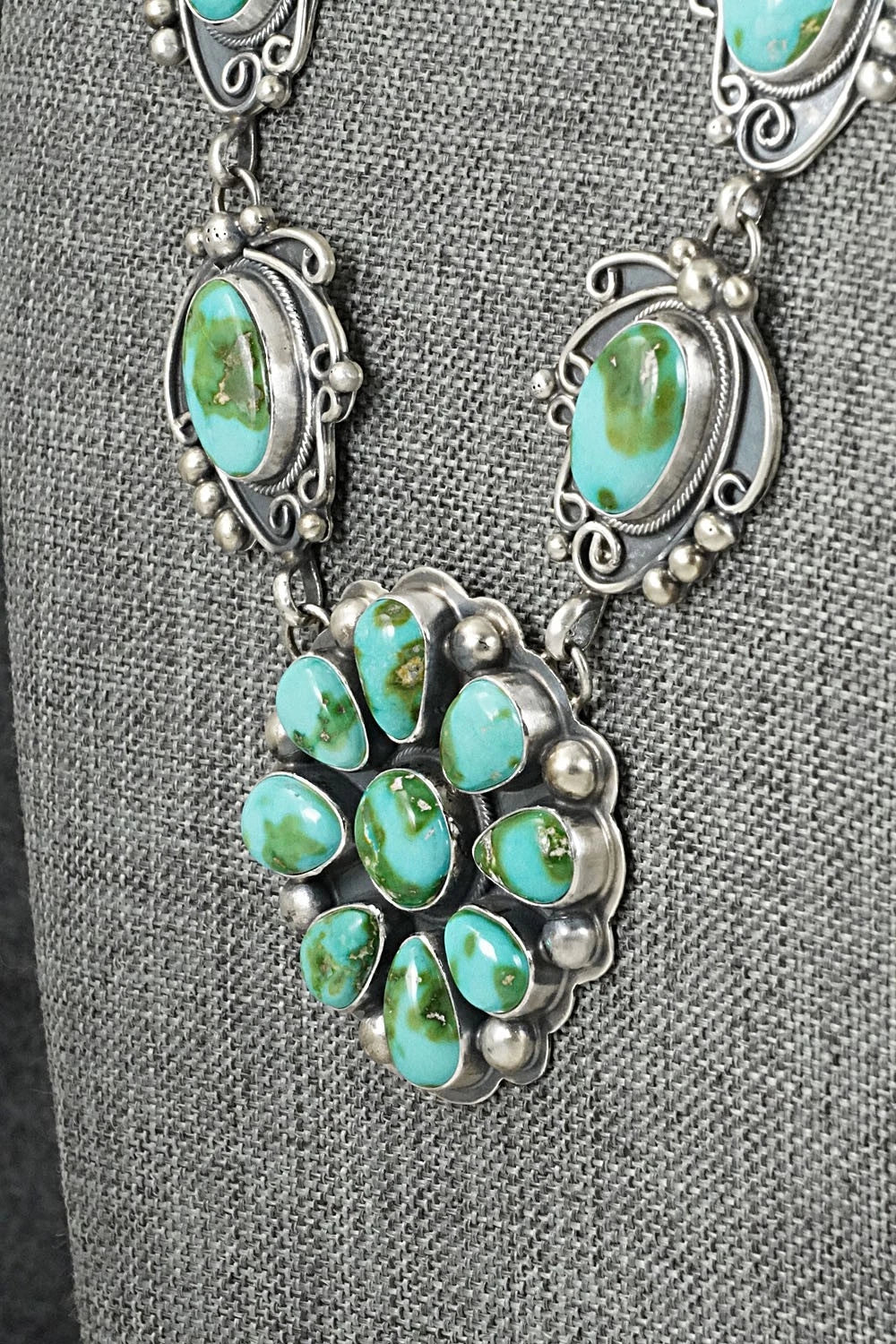 Turquoise & Sterling Silver Necklace and Earrings Set - Kathleen Livingston