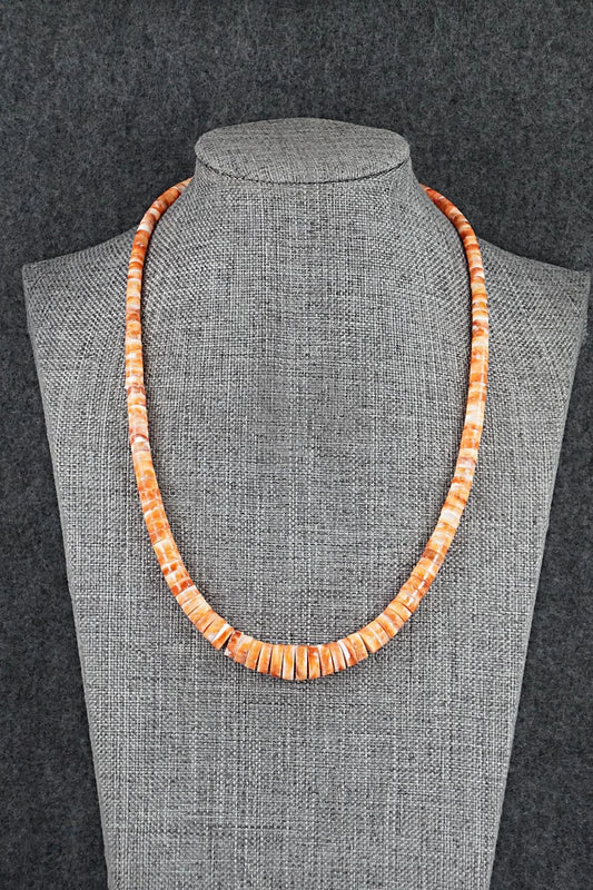Spiny Oyster & Sterling Silver Necklace 18" - Doreen Jake