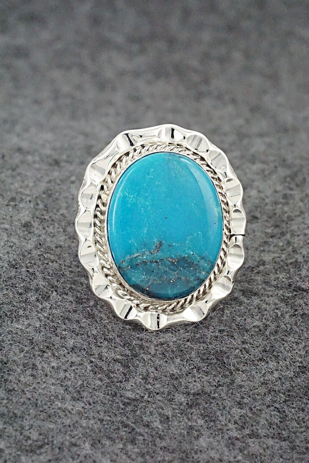 Turquoise & Sterling Silver Ring - Samuel Yellowhair - Size 8