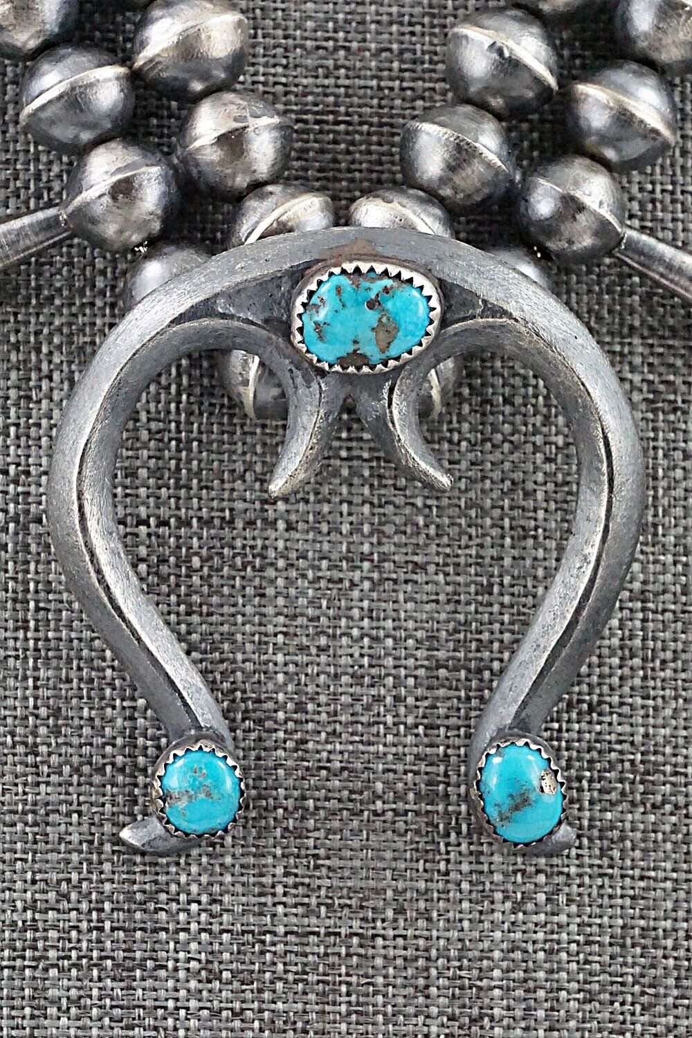 Turquoise & Sterling Silver Squash Blossom Set - Gilbert Martin