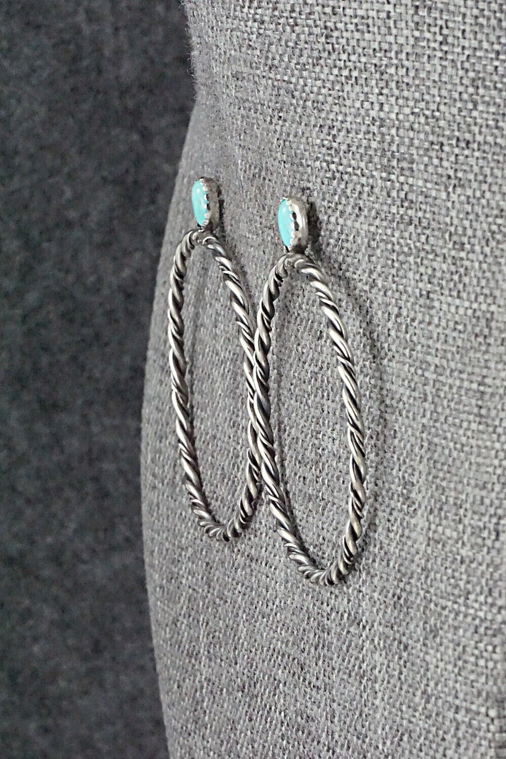 Turquoise & Sterling Silver Earrings - Nelson Leonard Jr.