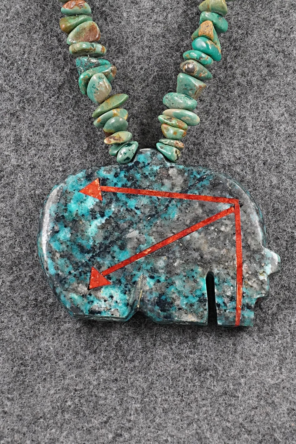 Turquoise Zuni Fetish Carving & Sterling Silver Necklace - Bernard Laiwakete