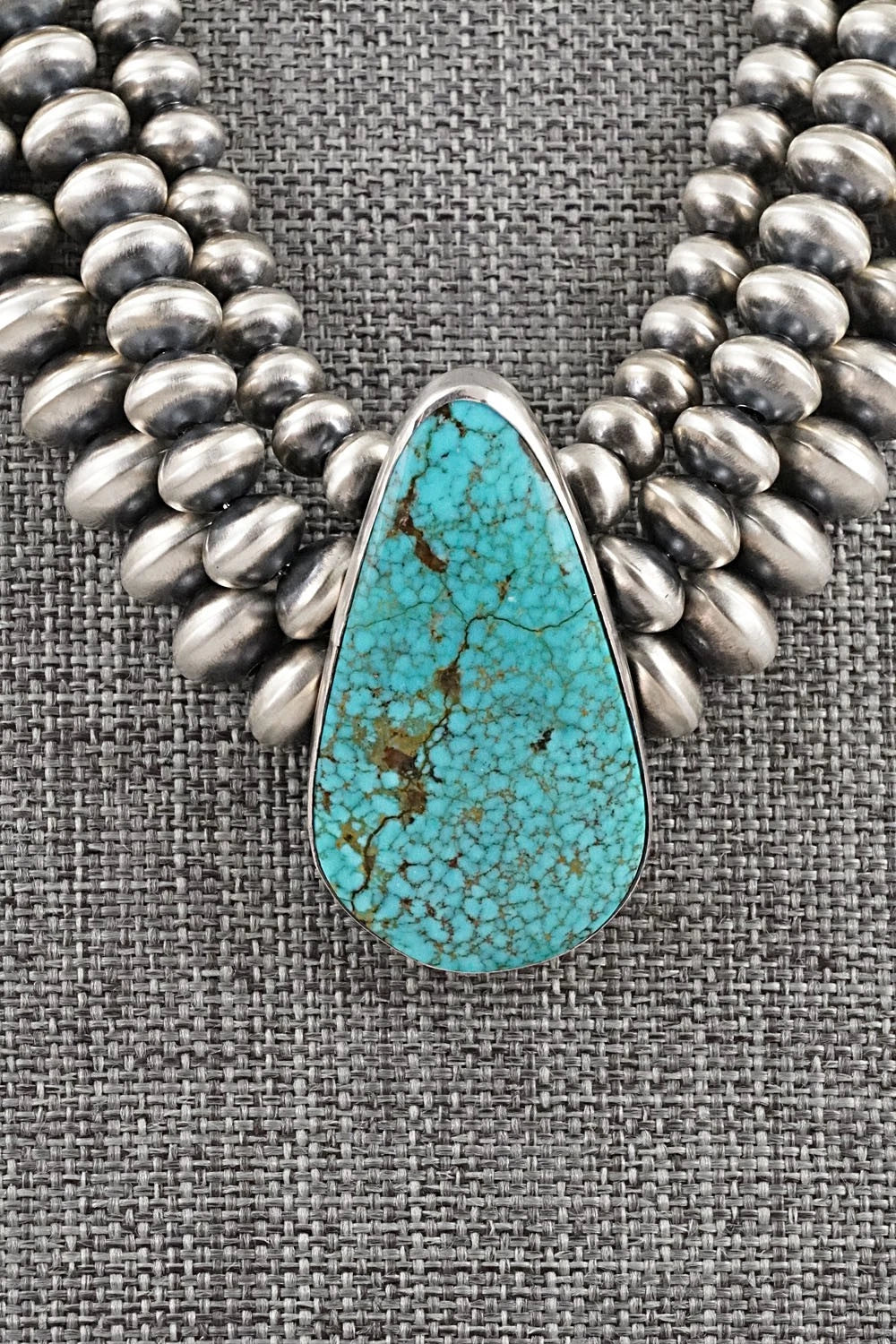 Turquoise & Sterling Silver Navajo Pearl Necklace - Gruber & Halwood