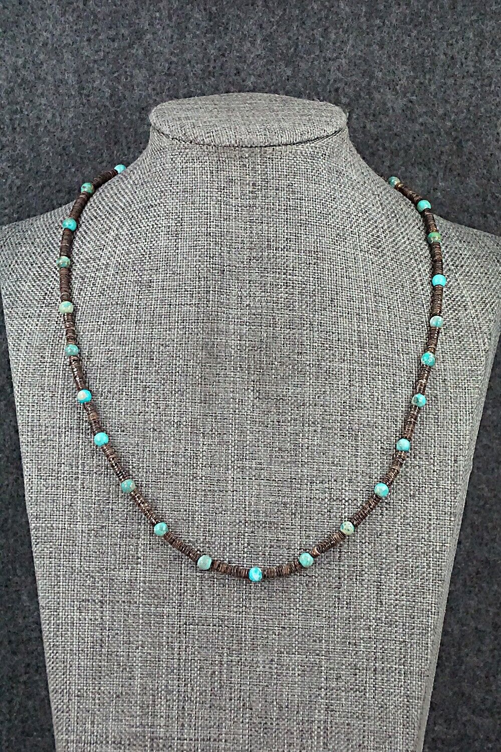 Turquoise, Shell & Sterling Silver Necklace 18" - Ramona Bird
