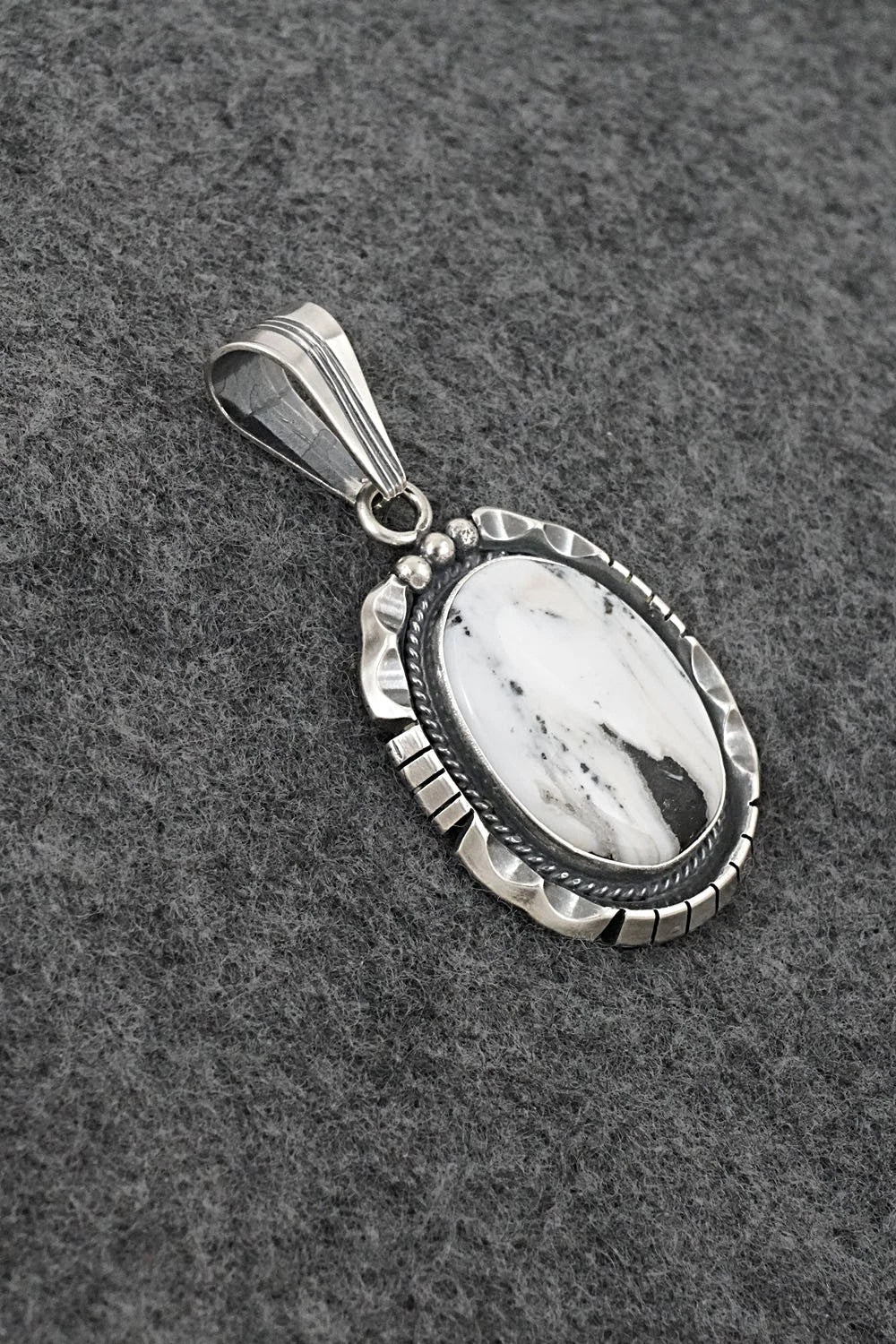 White Buffalo & Sterling Silver Pendant - Samuel Yellowhair
