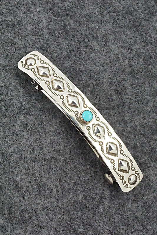 Turquoise & Sterling Silver Hair Barrette - Jennie Blackgoat