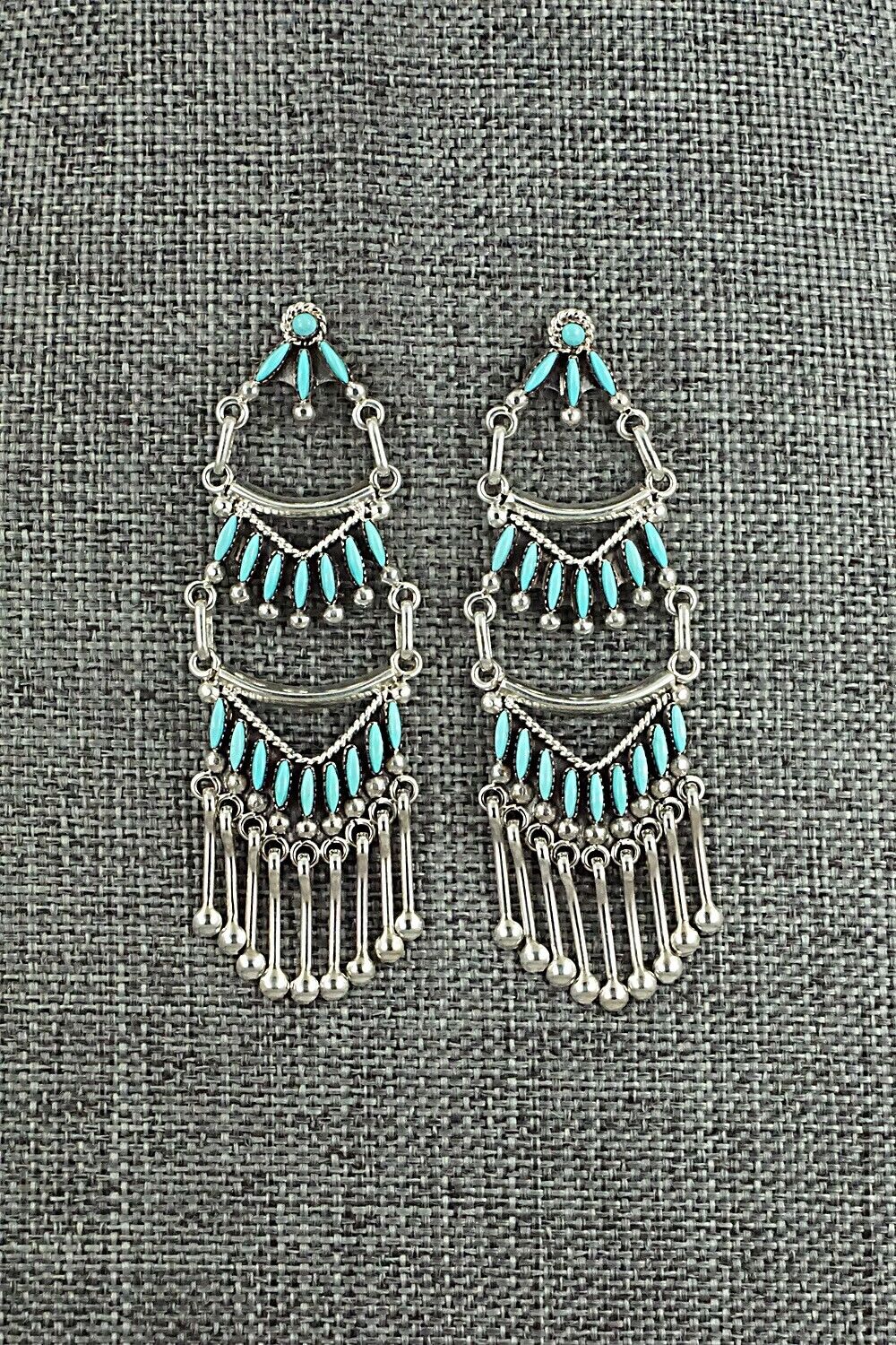 Turquoise & Sterling Silver Earrings - Stewart Nakatewa