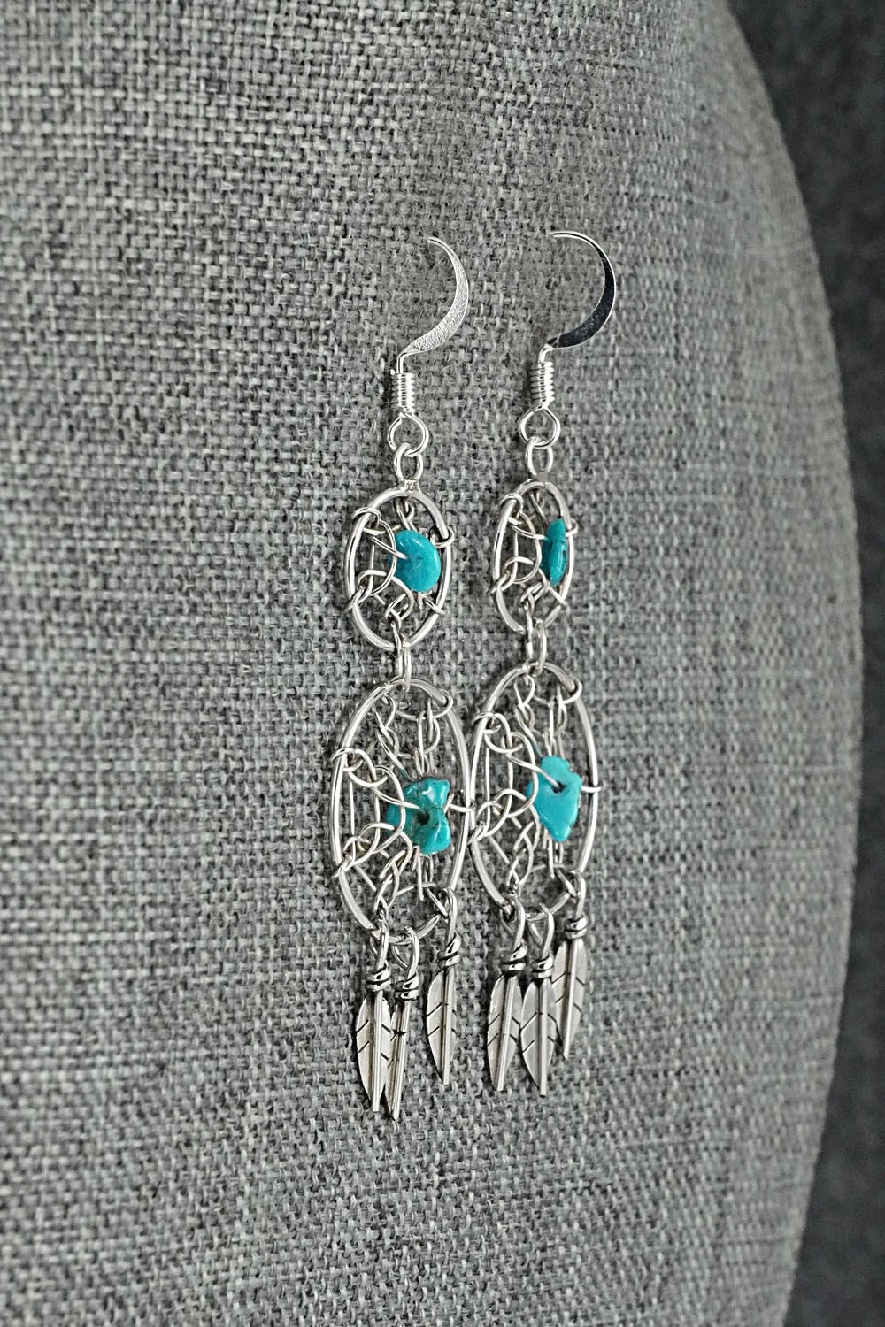 Turquoise & Sterling Silver Earrings - Lorenzo Arviso Jr.