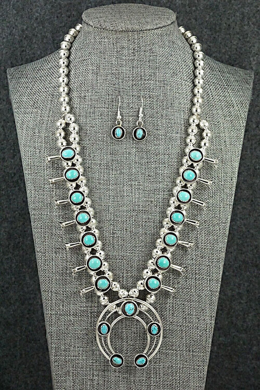 Turquoise & Sterling Silver Squash Blossom Set - Phil Garcia