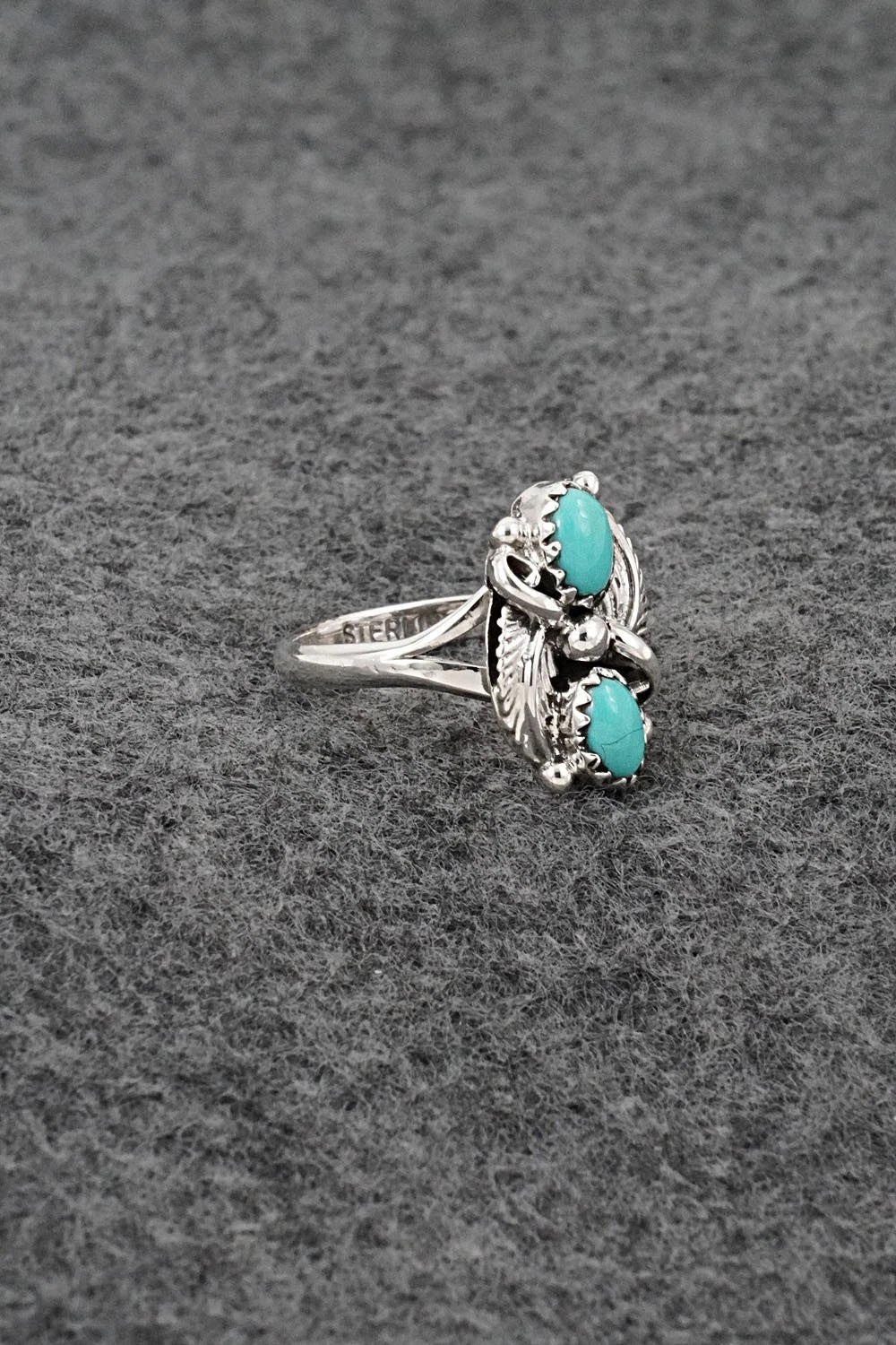Turquoise and Sterling Silver Ring - Judy Largo - Size 7.5