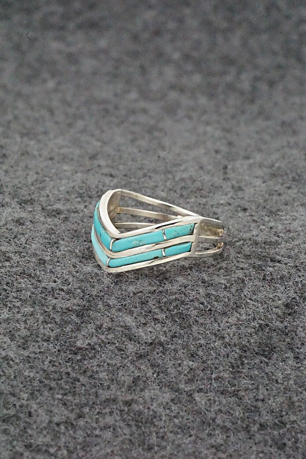 Turquoise & Sterling Silver Ring - Andrew Enrico - Size 8