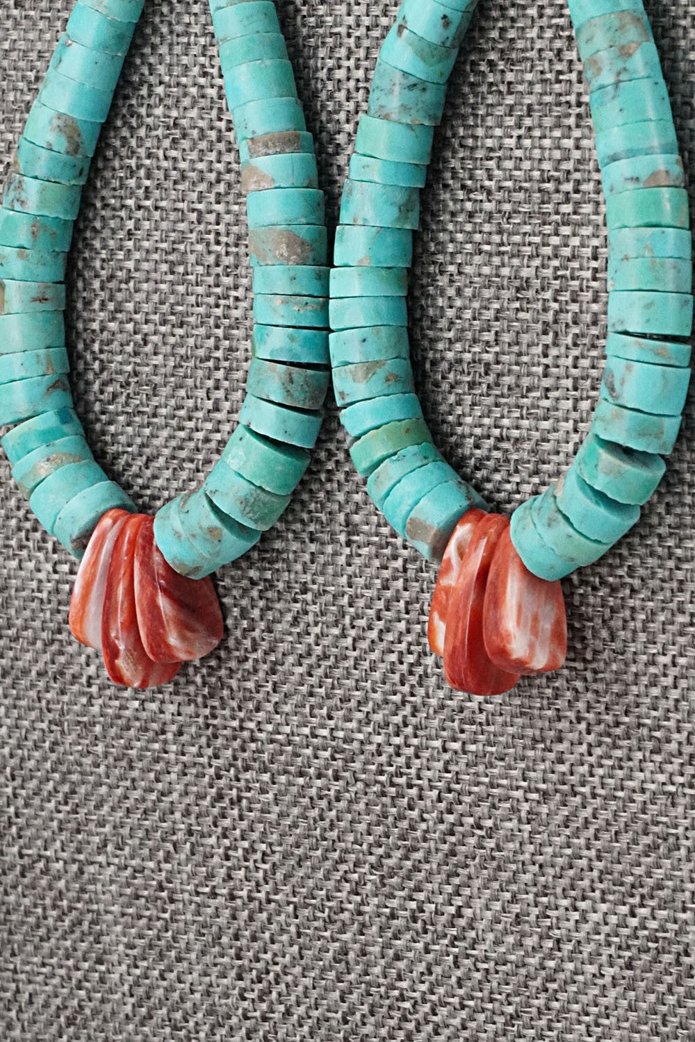 Turquoise, Spiny Oyster & Sterling Silver Earrings - Lupe Lovato