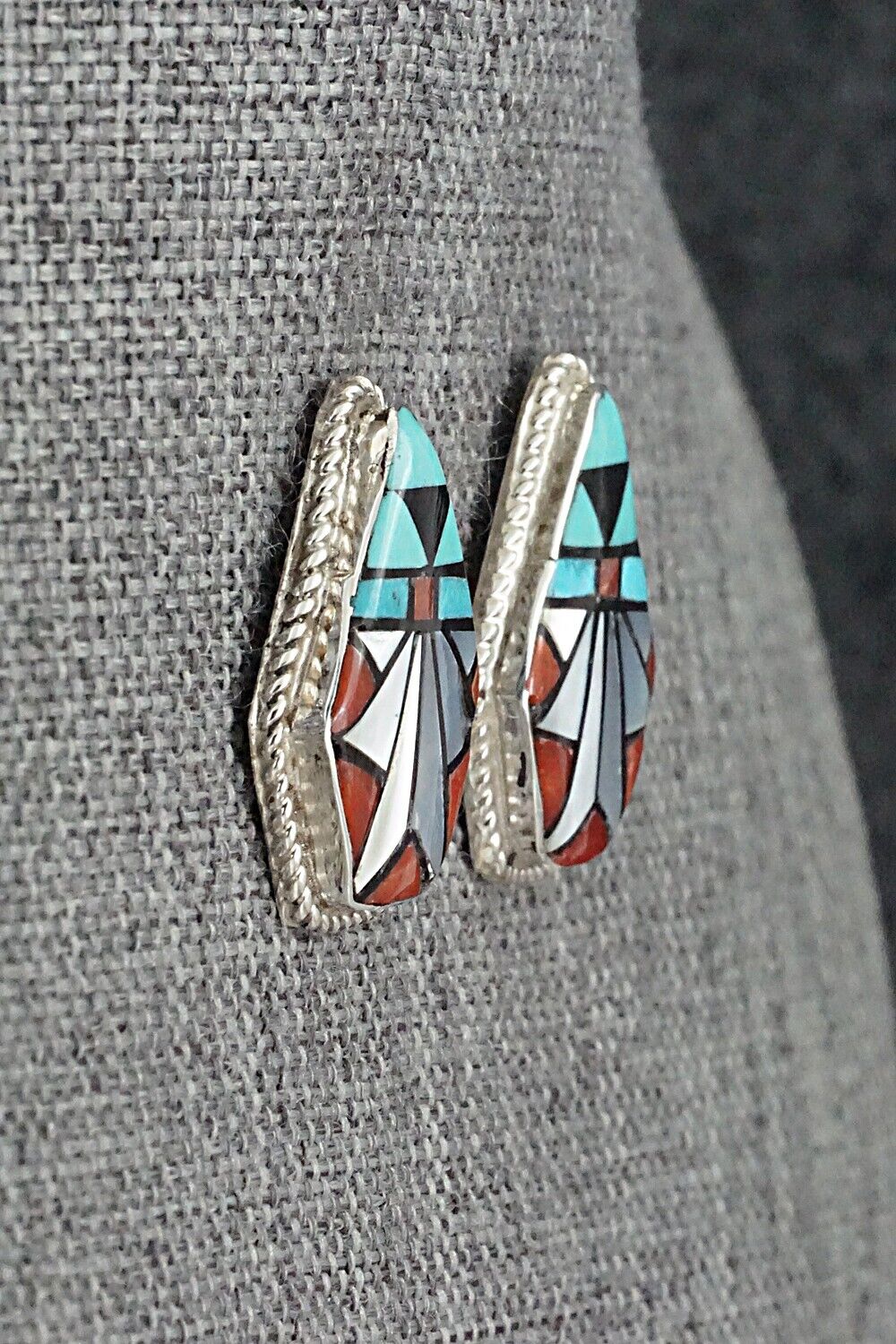 Multi-Stone Inlay & Sterling Silver Earrings - Ola Eriacho